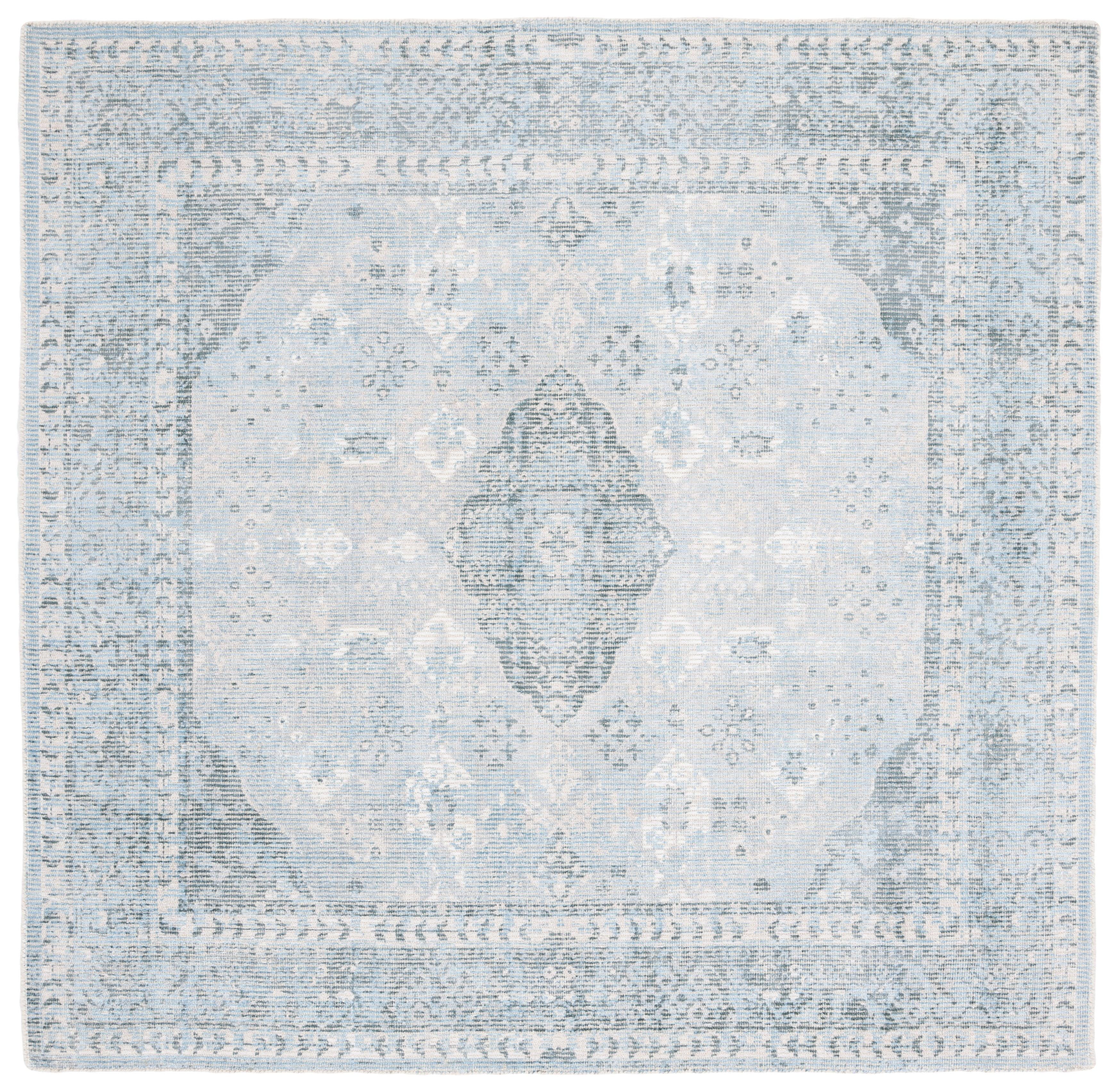 Restoration Vintage RVT708 Hand Loomed Indoor Area Rug - 6'x6' - Grey/Light Blue - Safavieh