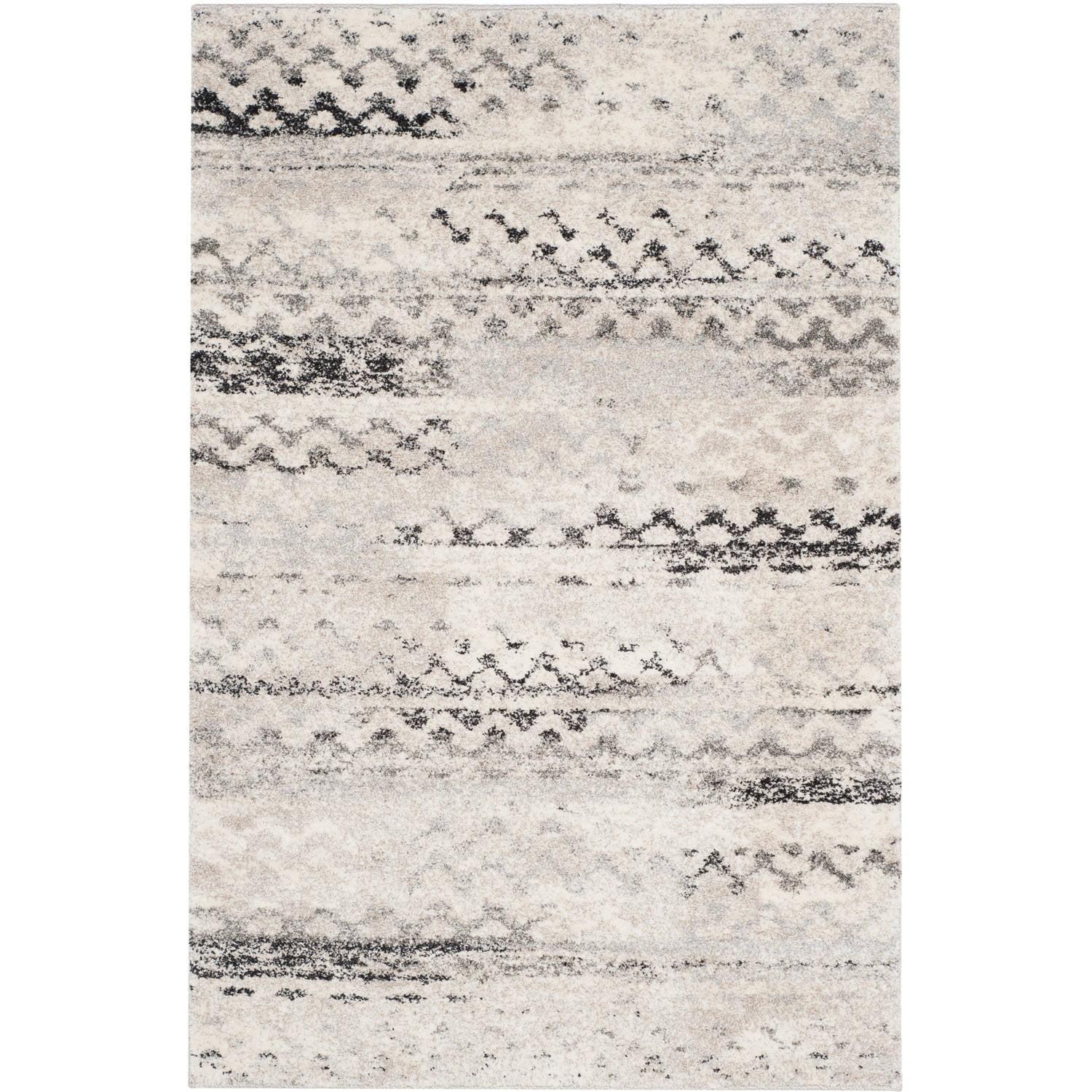 Gray Abstract Synthetic Shag 4' x 6' Area Rug