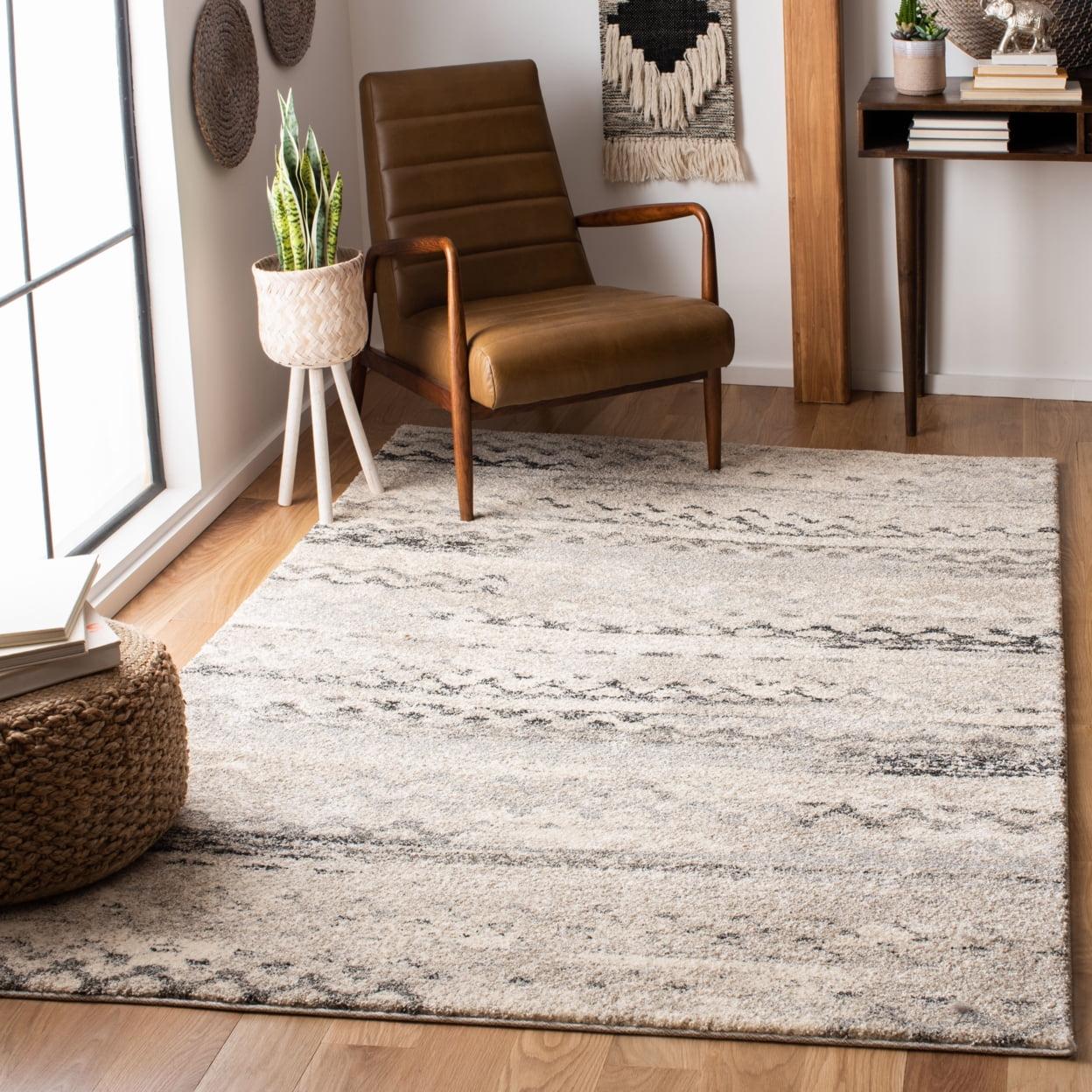 Retro RET2136 Power Loomed Indoor Area Rug - Cream/Grey - 5'3"x8' - Safavieh.