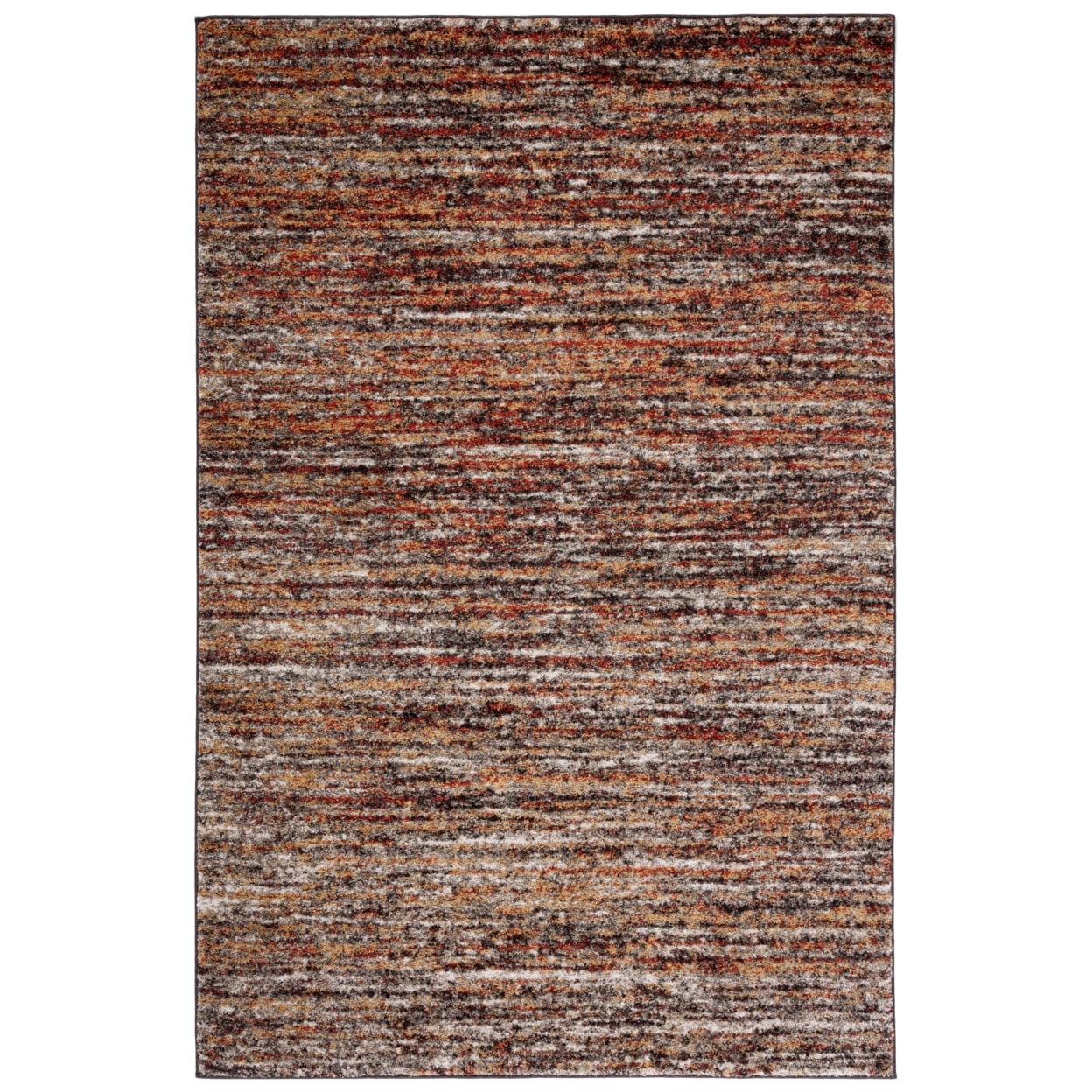 Ivory and Gold Abstract Shag Synthetic Area Rug 4' x 6'