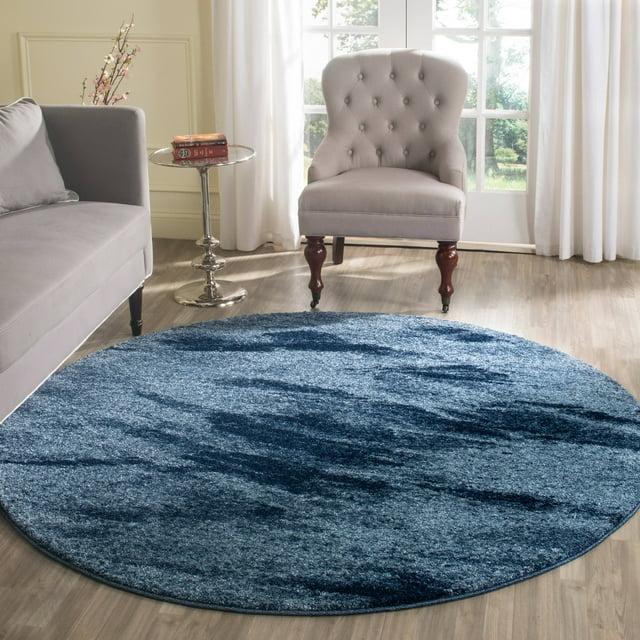 Retro RET2891 Power Loomed Indoor Area Rug - Light Blue/Blue - 6' round - Safavieh.
