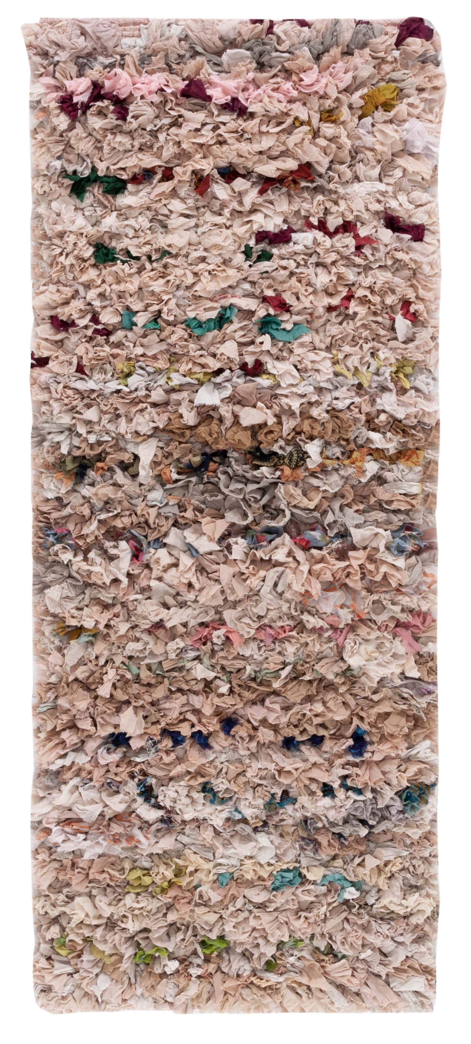 SAFAVIEH Rio Dallas Geometric Polyester Shag Runner Rug, Blush, 2'3" x 6'