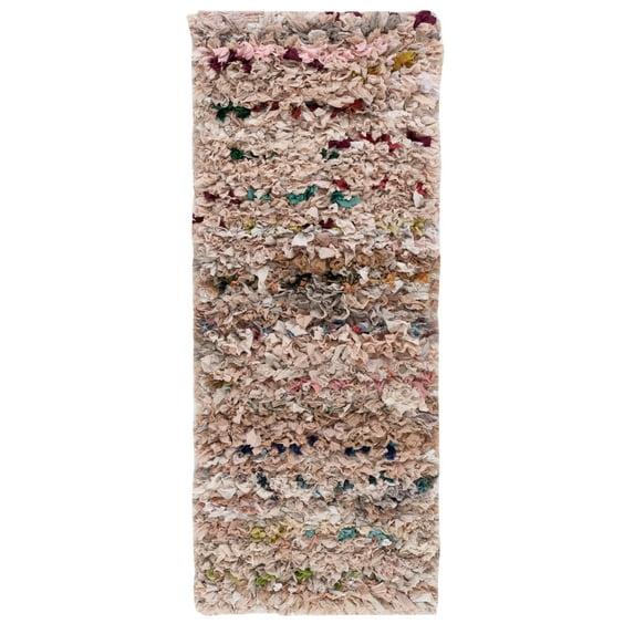 SAFAVIEH Rio Dallas Geometric Polyester Shag Runner Rug, Blush, 2'3" x 6'