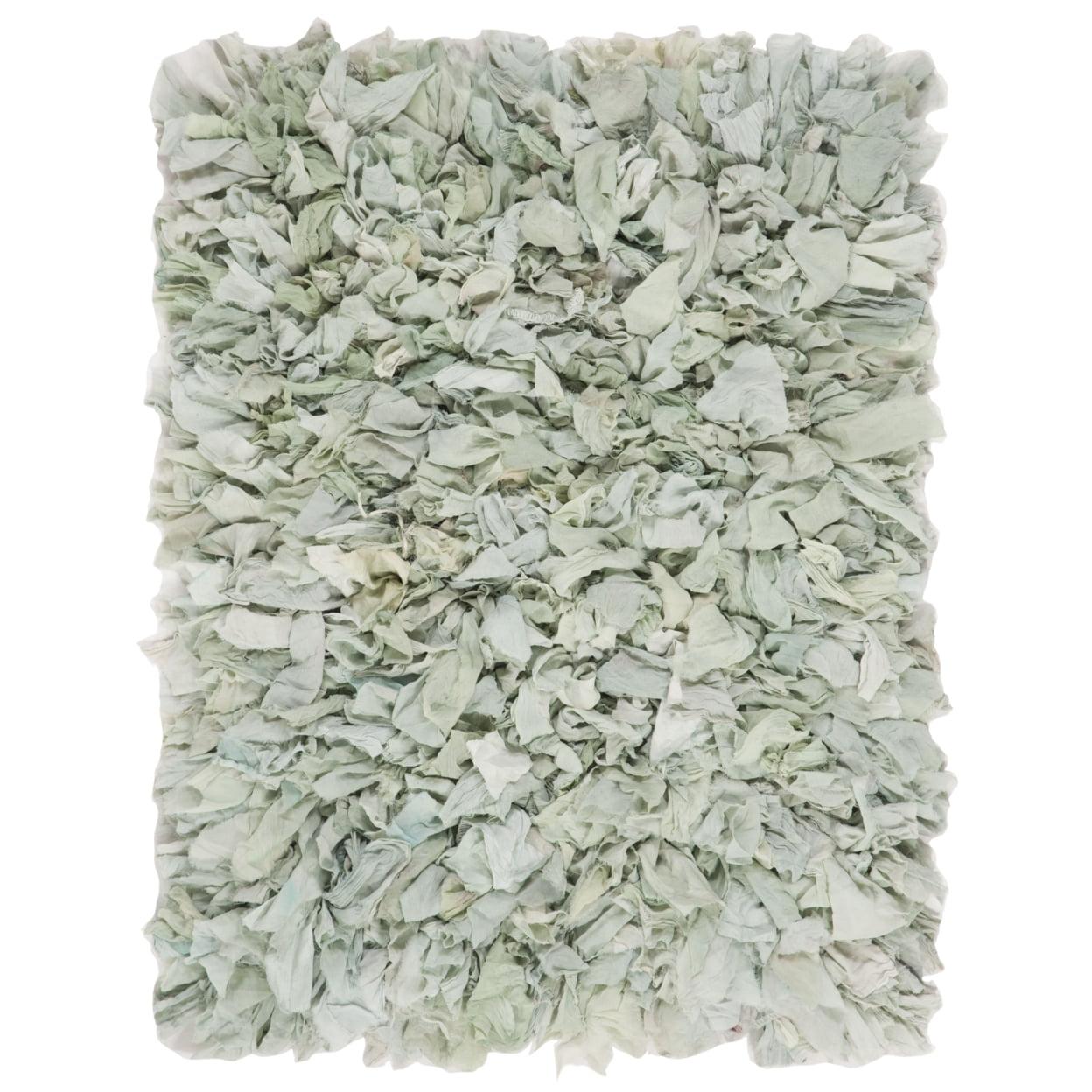 Handmade Light Green Tufted Shag Square Rug