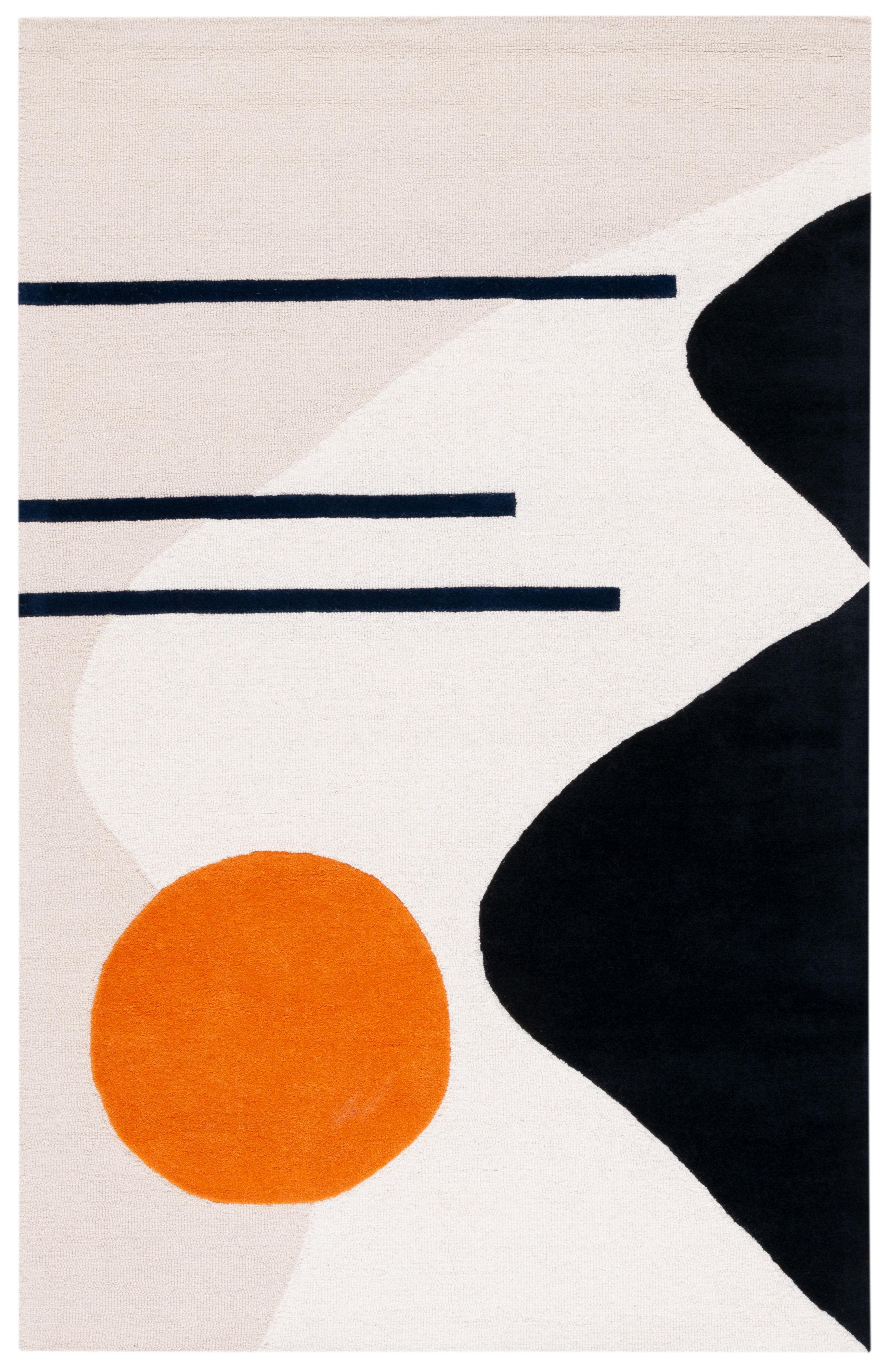 Rodeo Drive RD883 Hand Tufted Indoor Accent Rug - 4'x6' - Beige/Black - Safavieh