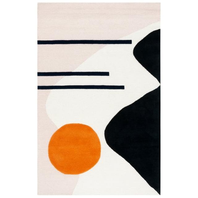 Rodeo Drive RD883 Hand Tufted Indoor Area Rug - 6'x9' - Blush/Black - Safavieh