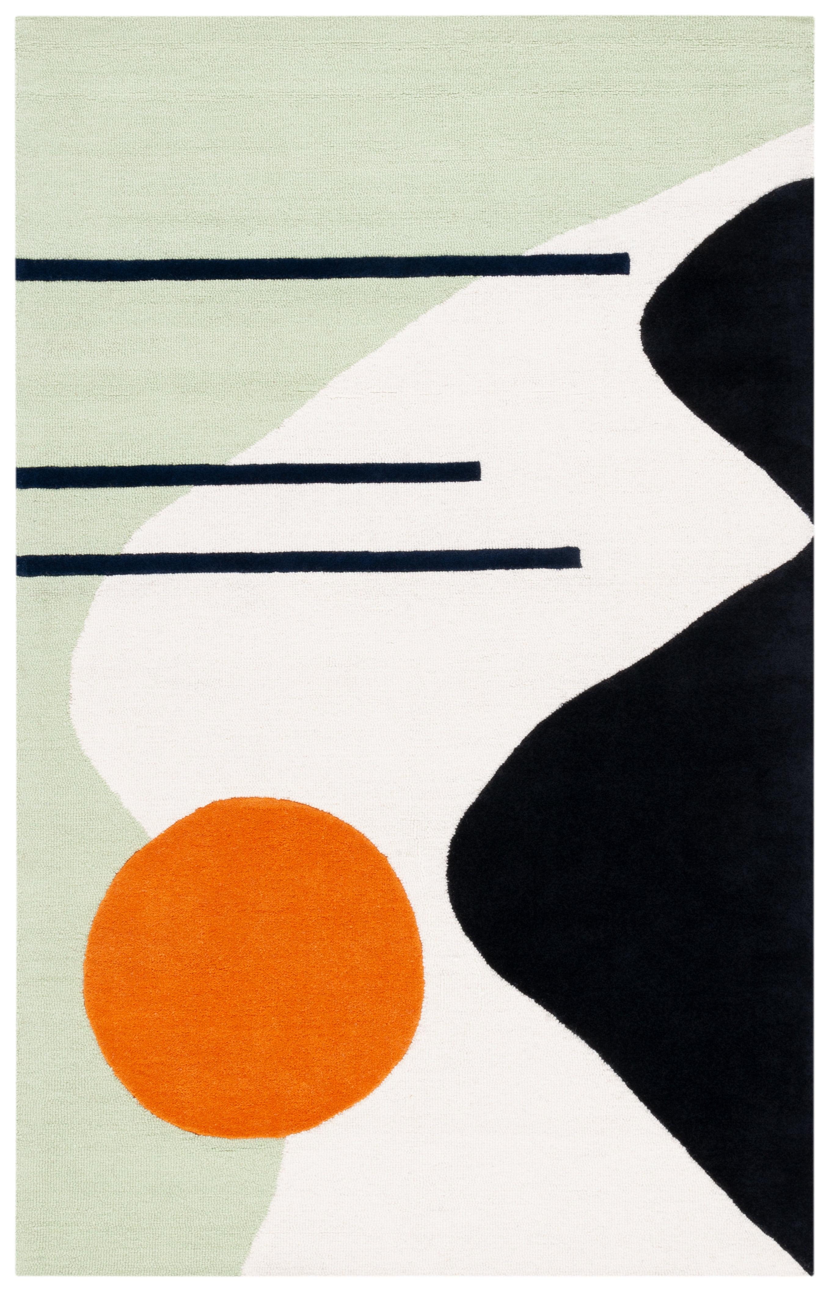 Rodeo Drive RD883 Hand Tufted Indoor Area Rug - 6'x9' - Green/Black - Safavieh