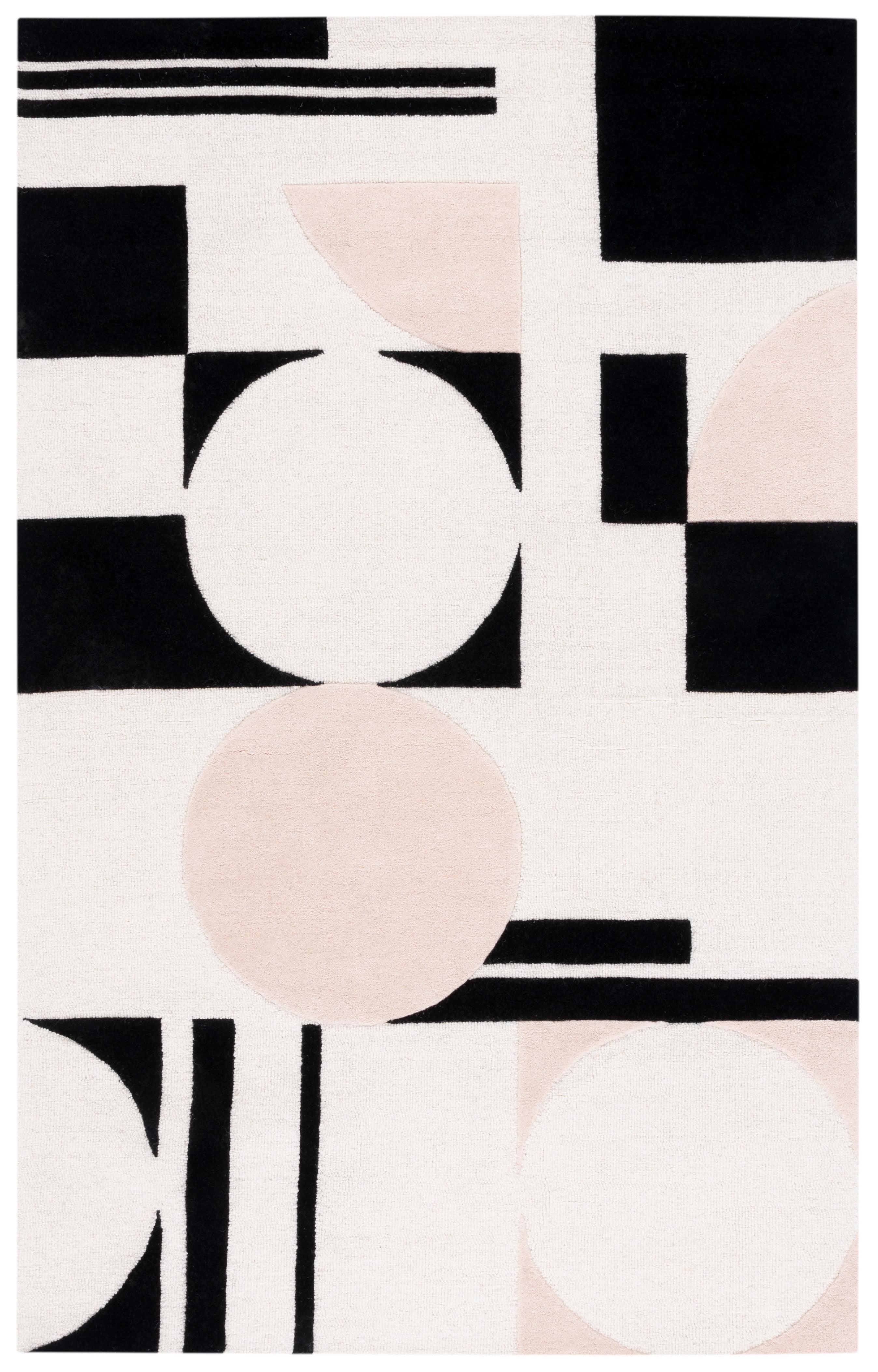 Rodeo Drive RD856 Hand Tufted Area Rug - Blush/Black - 6'x9' - Safavieh.