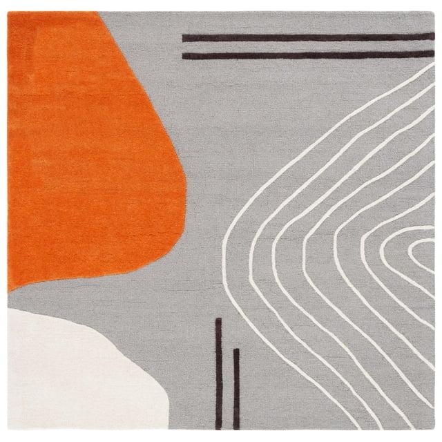 Rodeo Drive RD860 Hand Tufted Indoor Accent Rug - 4'x4' - Grey/Rust - Safavieh