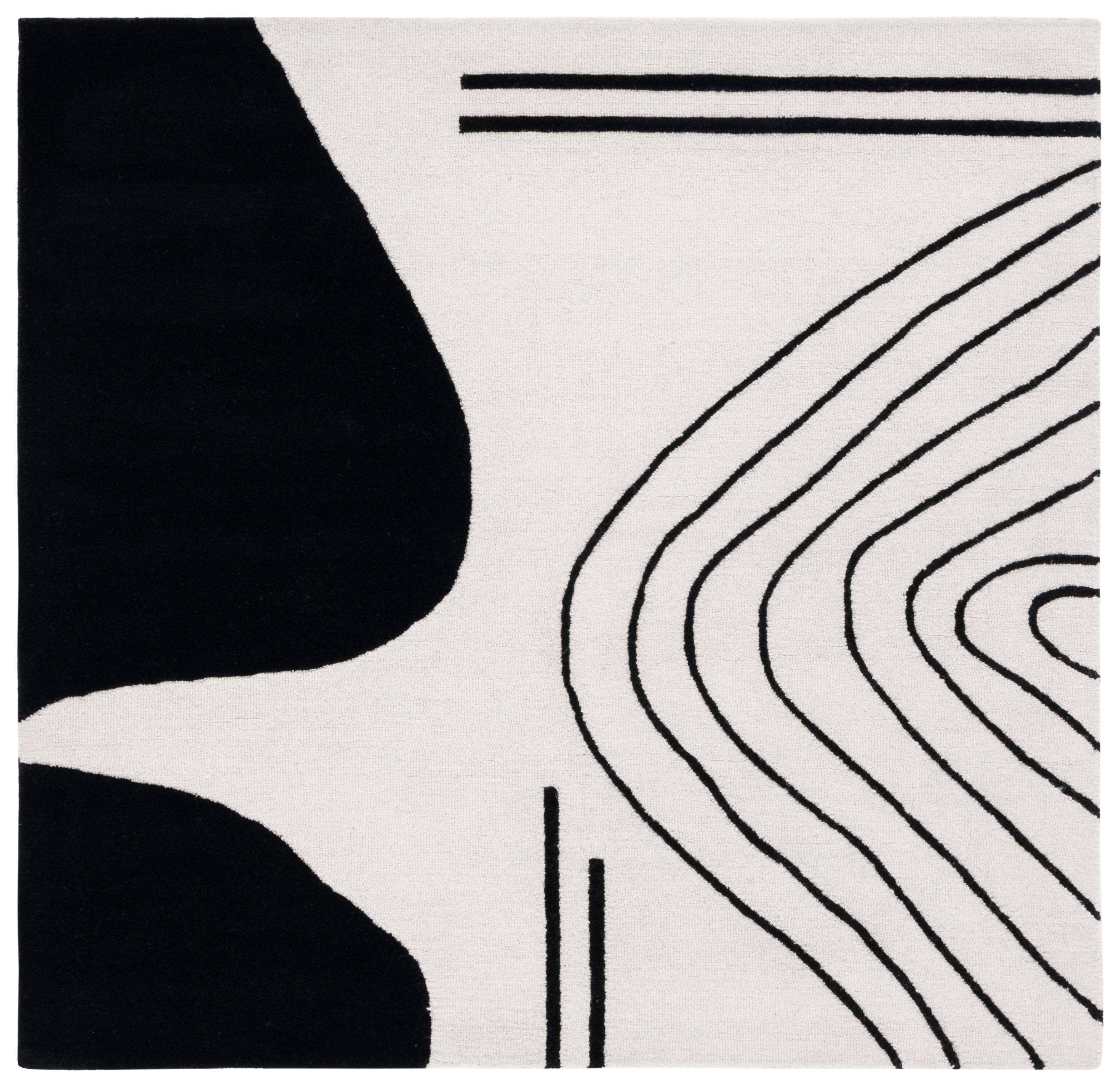 Rodeo Drive RD860 Hand Tufted Area Rug - Ivory/Black - 6'x6' - Safavieh.