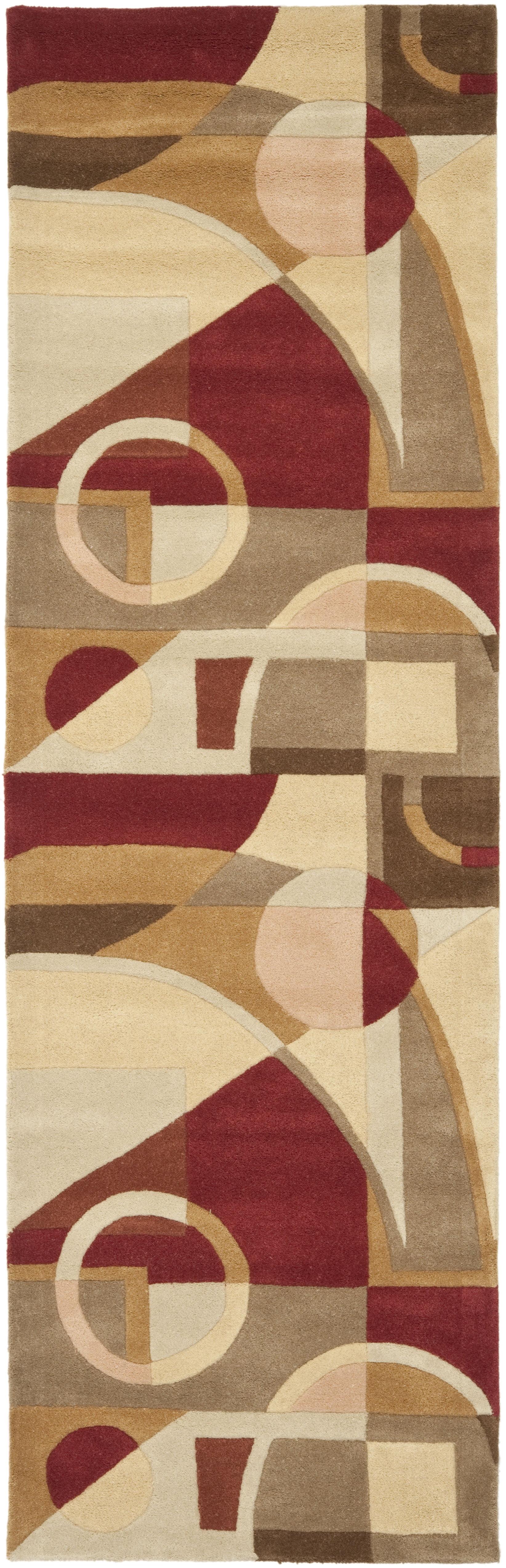 Beige and Multicolor Hand-Tufted Wool Runner Rug