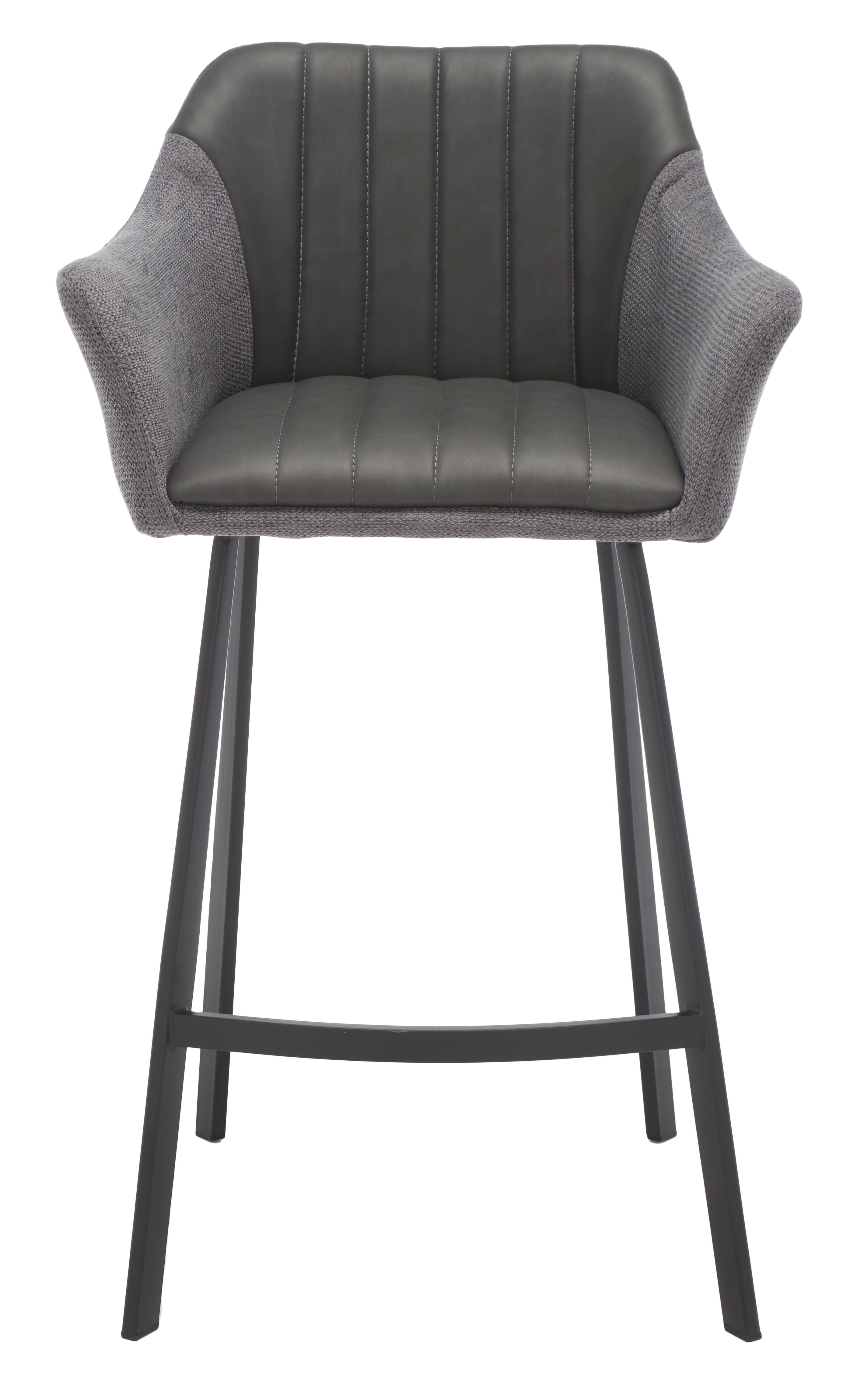 Rodi Gray and Black Leather and Fabric Counter Stool