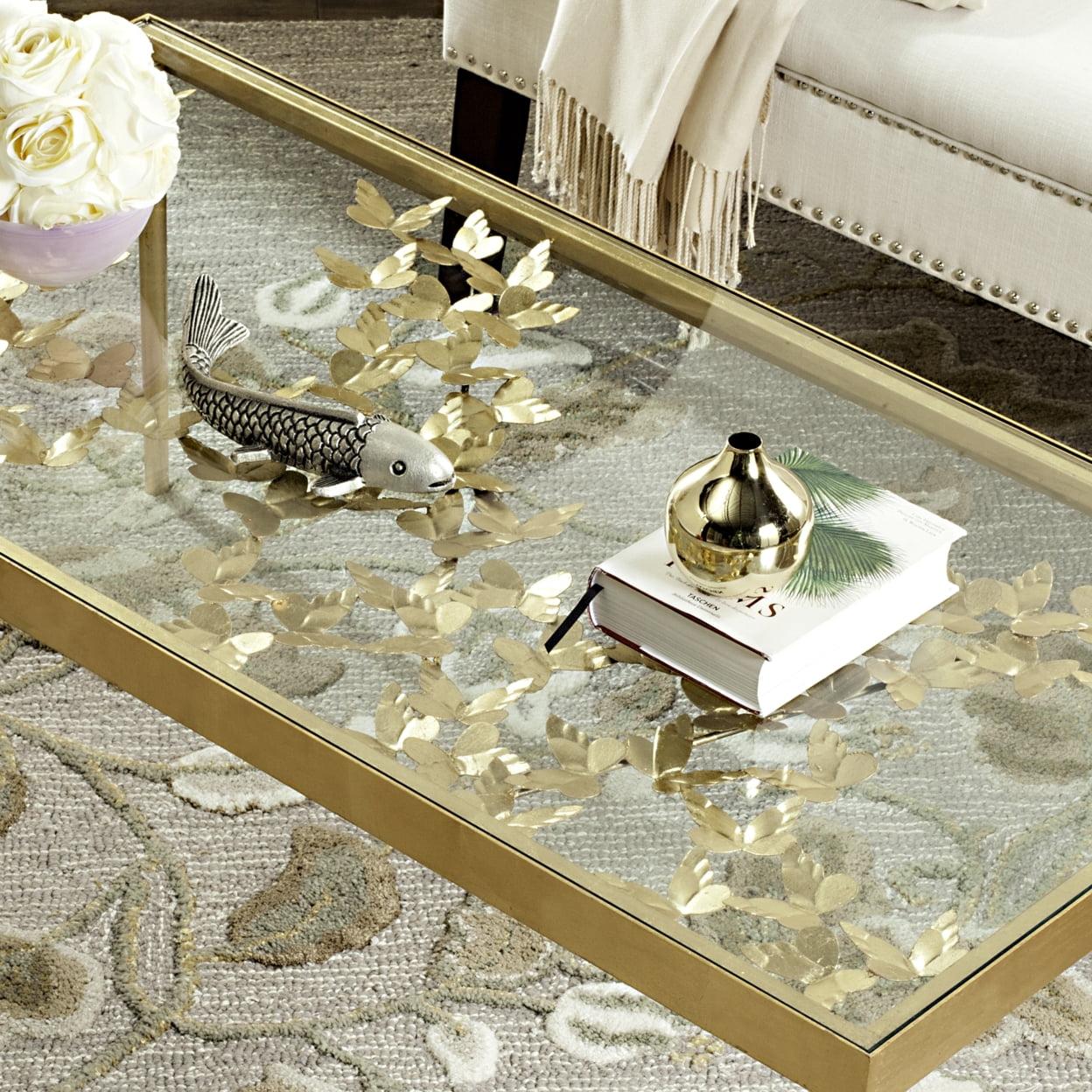 Rosalia Butterfly Coffee Table - Gold/Tempered Glass - Safavieh.