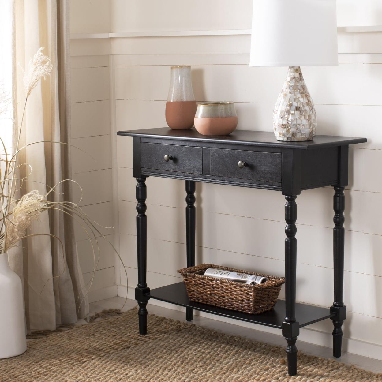 Transitional Gray Wood Console Table with Dual Storage Drawers