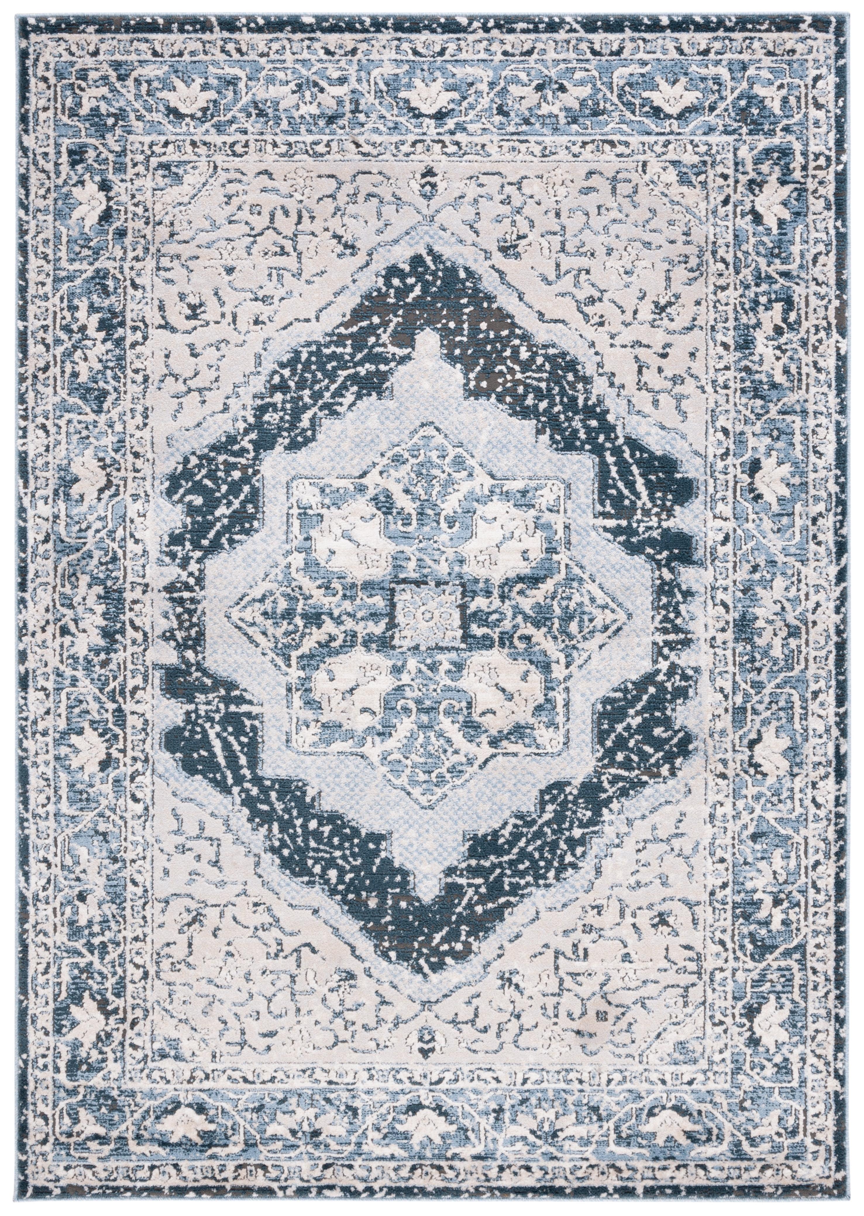 Isabella ISA919 Power Loomed Area Rug - Cream/Dark Blue - 4'x6' - Safavieh