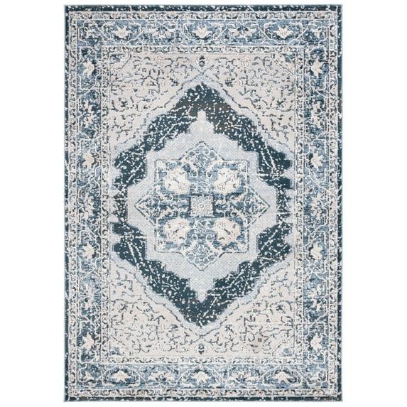 Isabella ISA919 Power Loomed Area Rug - Cream/Dark Blue - 4'x6' - Safavieh