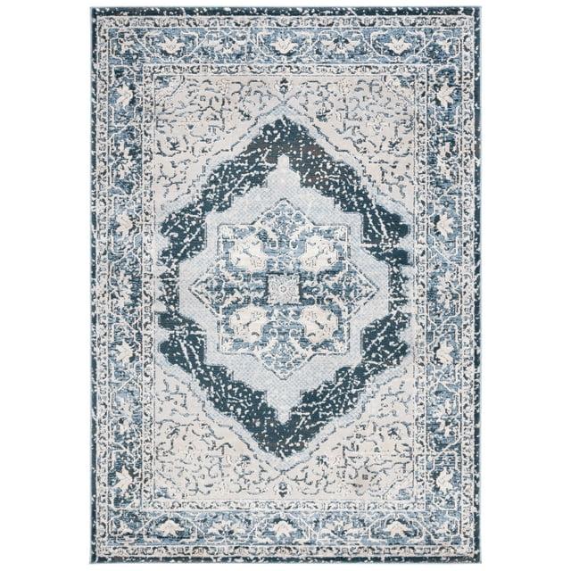 Isabella ISA919 Power Loomed Area Rug - Cream/Dark Blue - 4'x6' - Safavieh