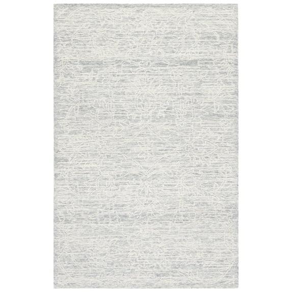 Bungalow Rose Roslyn Hand Tufted Wool/Cotton Floral Rug in Light Gray/Ivory