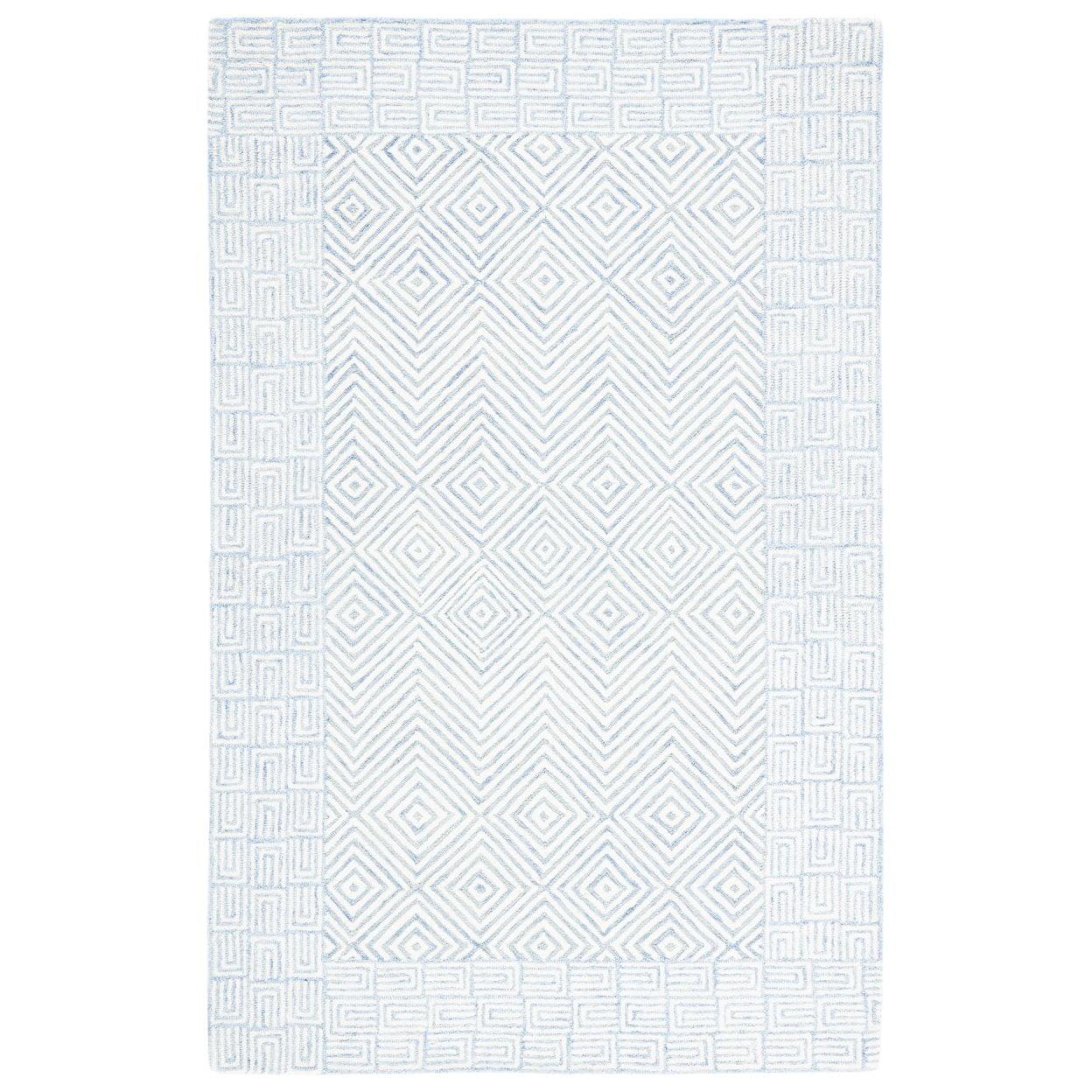 Hand-Tufted Americana Light Blue Wool Rectangular Rug 5' x 8'