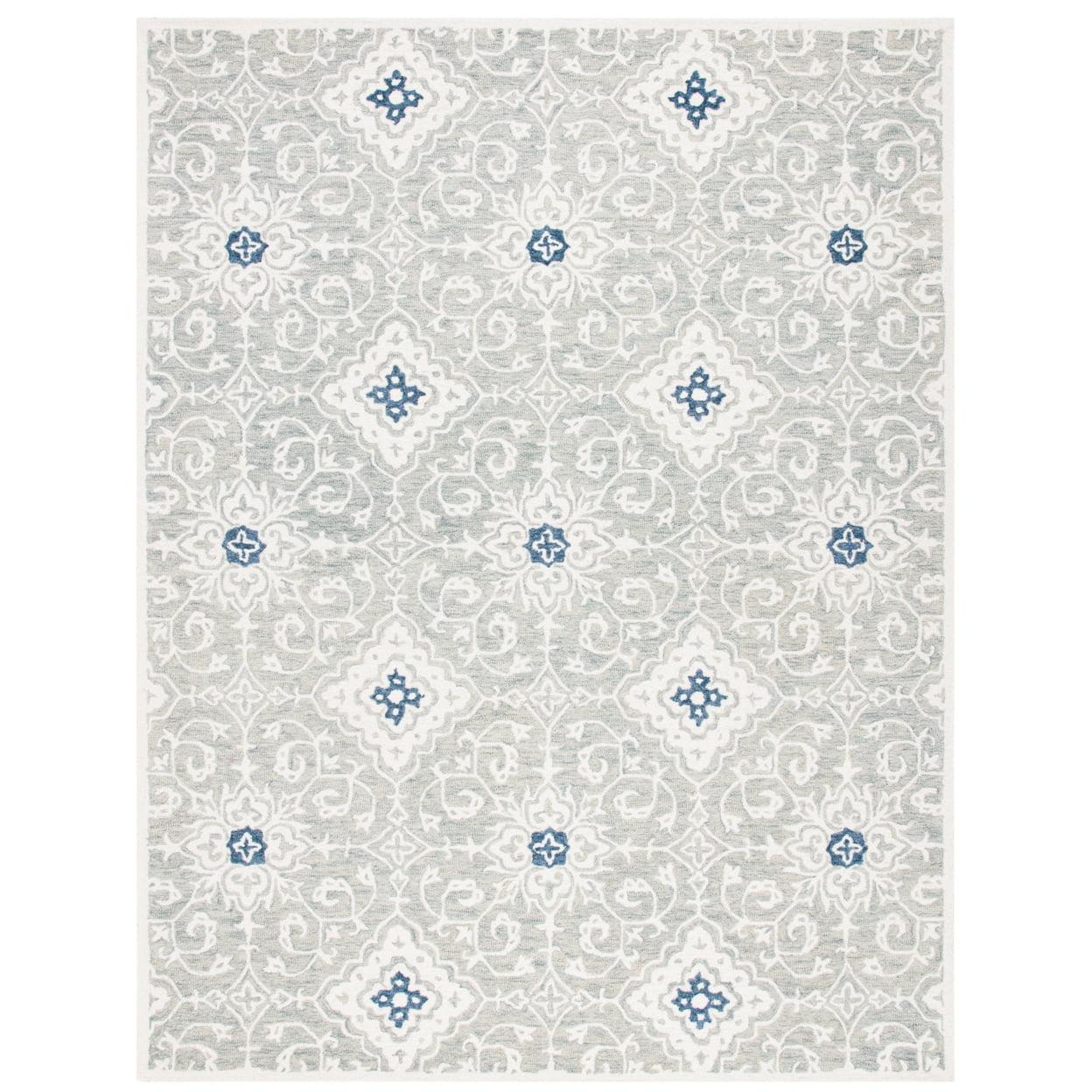 Handmade Blue Wool Tufted Reversible 8' x 10' Rug