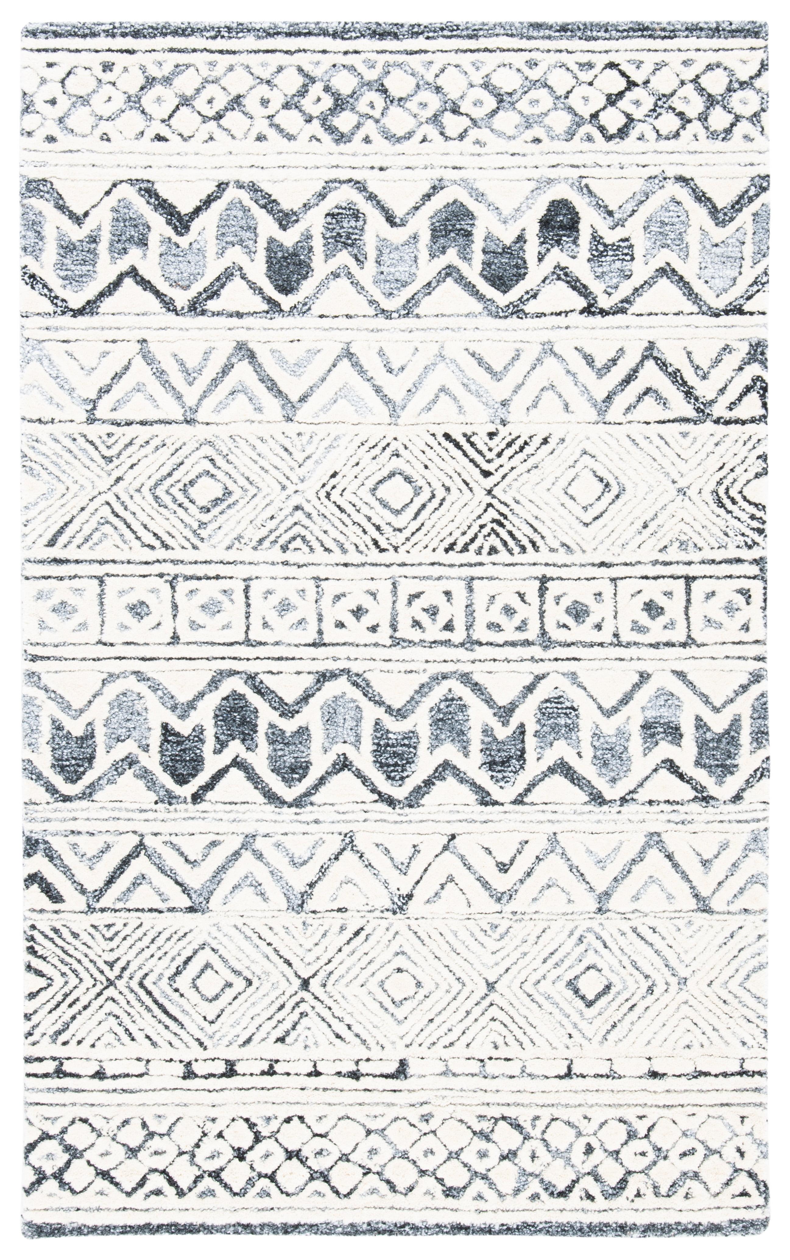 Roslyn ROS802 Hand Tufted Area Rug - Black/Ivory - 4'x6' - Safavieh.