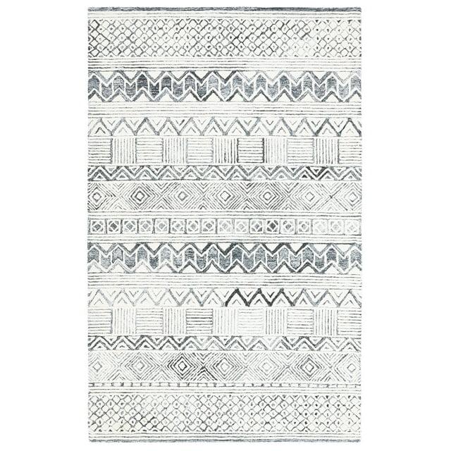 Roslyn ROS802 Hand Tufted Area Rug - Black/Ivory - 6'x9' - Safavieh.