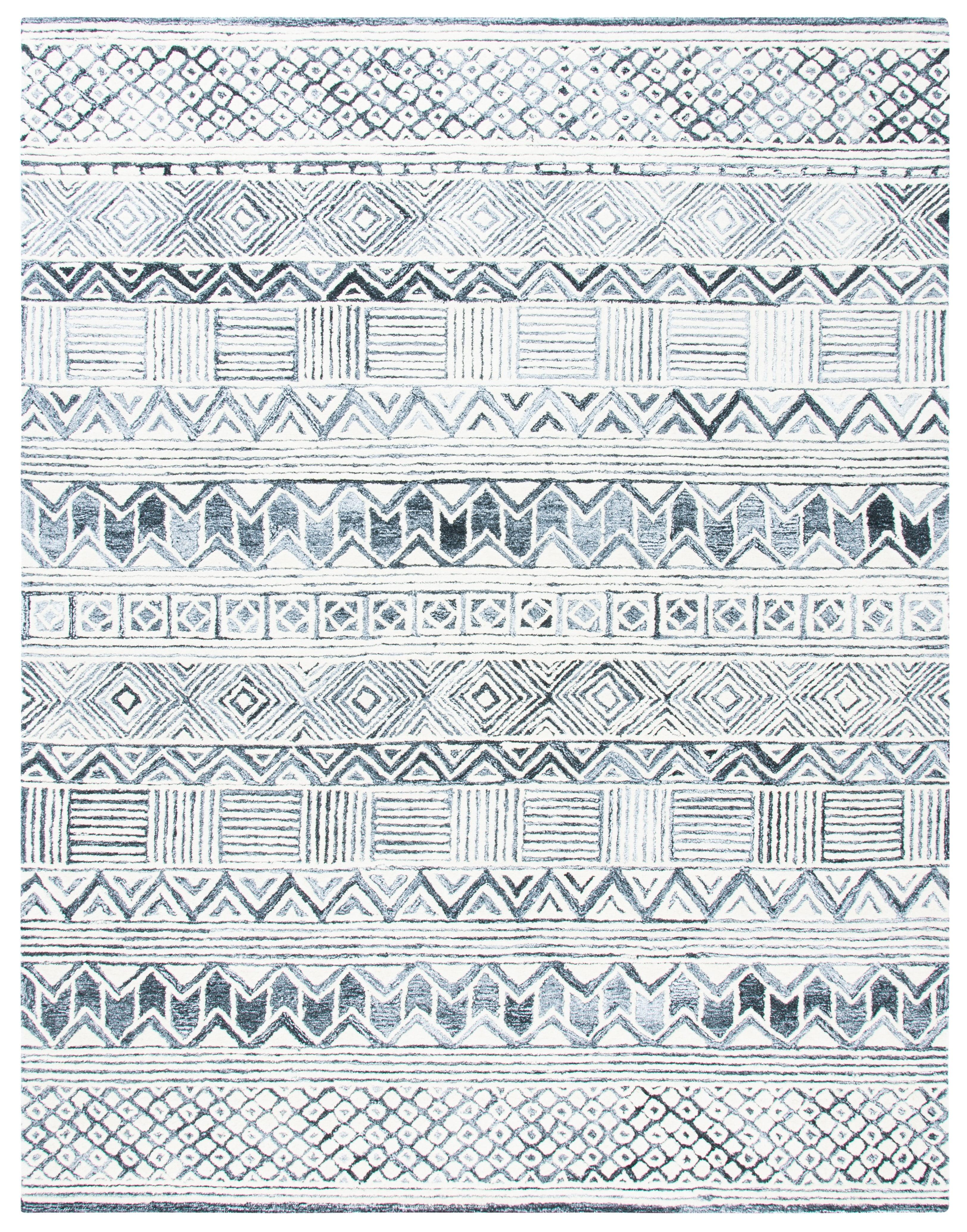 Roslyn ROS802 Hand Tufted Area Rug - Black/Ivory - 8'x10' - Safavieh.
