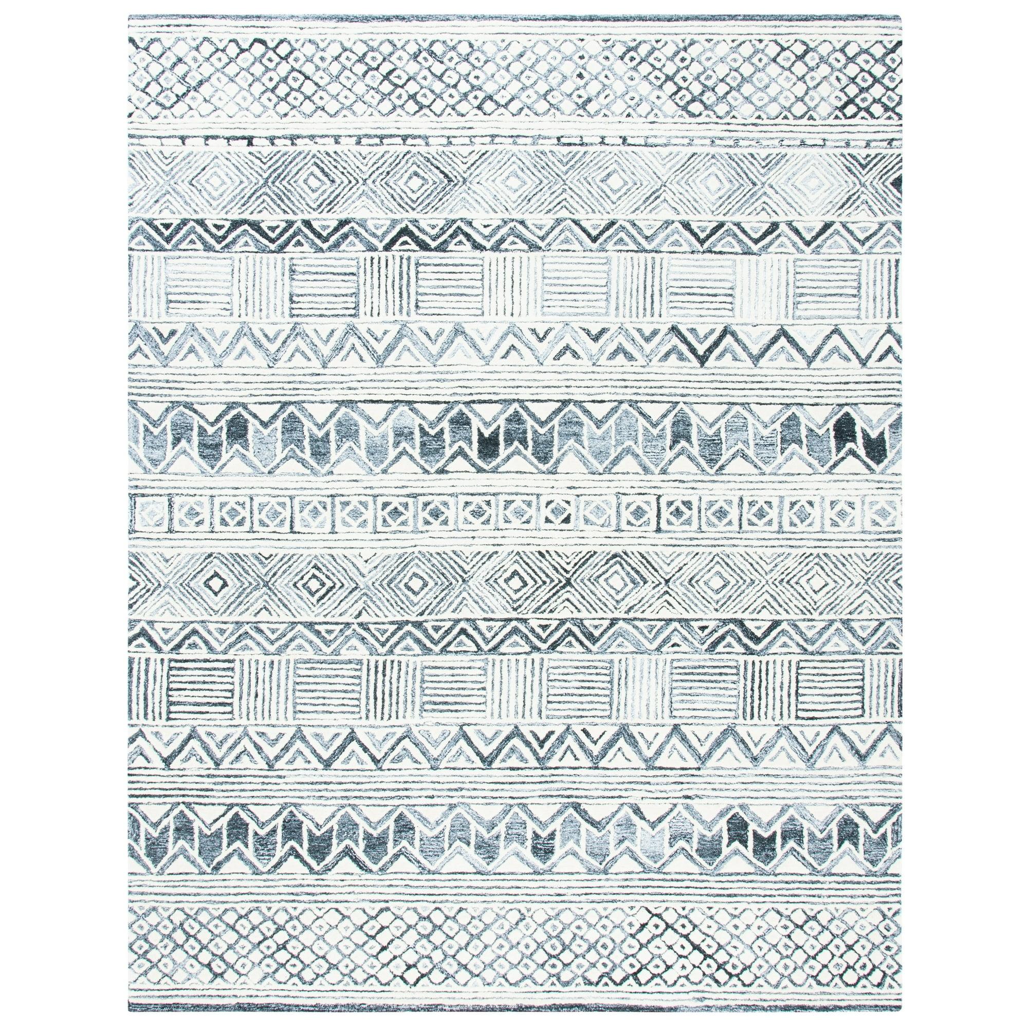 Roslyn ROS802 Hand Tufted Area Rug - Black/Ivory - 8'9"x11'9" - Safavieh.