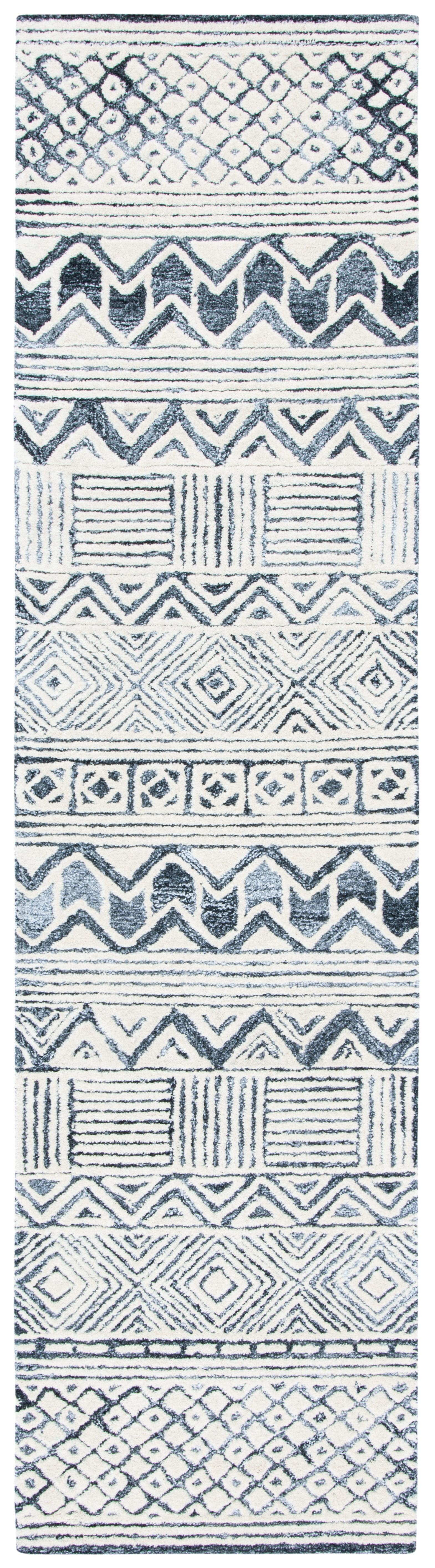 Roslyn ROS802 Hand Tufted Runner Rug - Black/Ivory - 2'3"x9' - Safavieh.