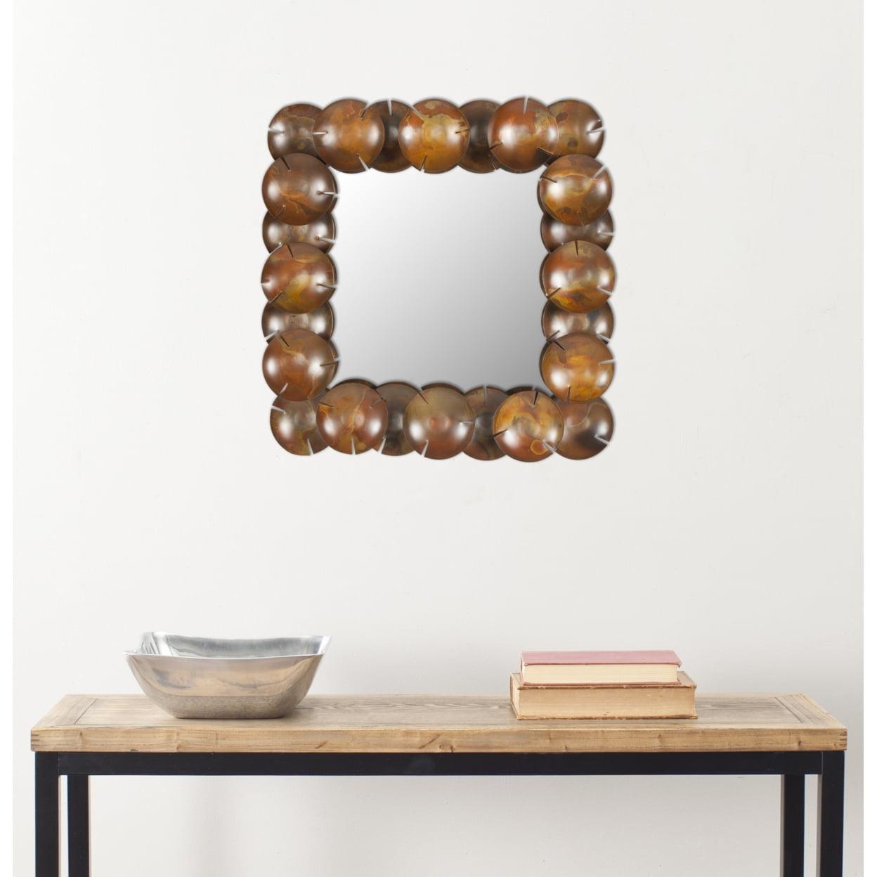 Contemporary Full-Length Square Wood Mirror in Warm Brown