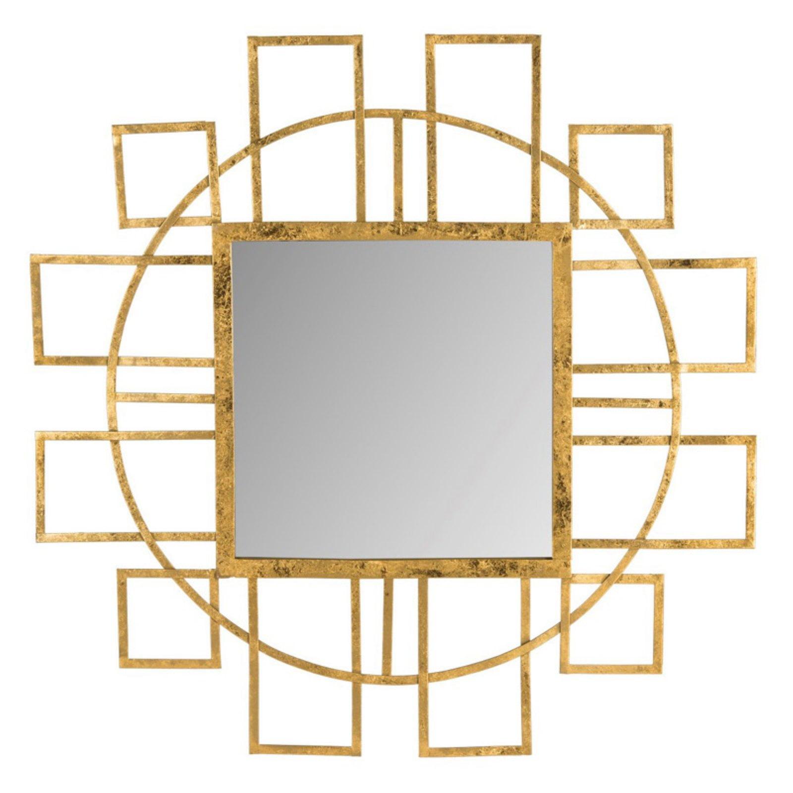 35" Gold Rectangular Wood Contemporary Wall Mirror