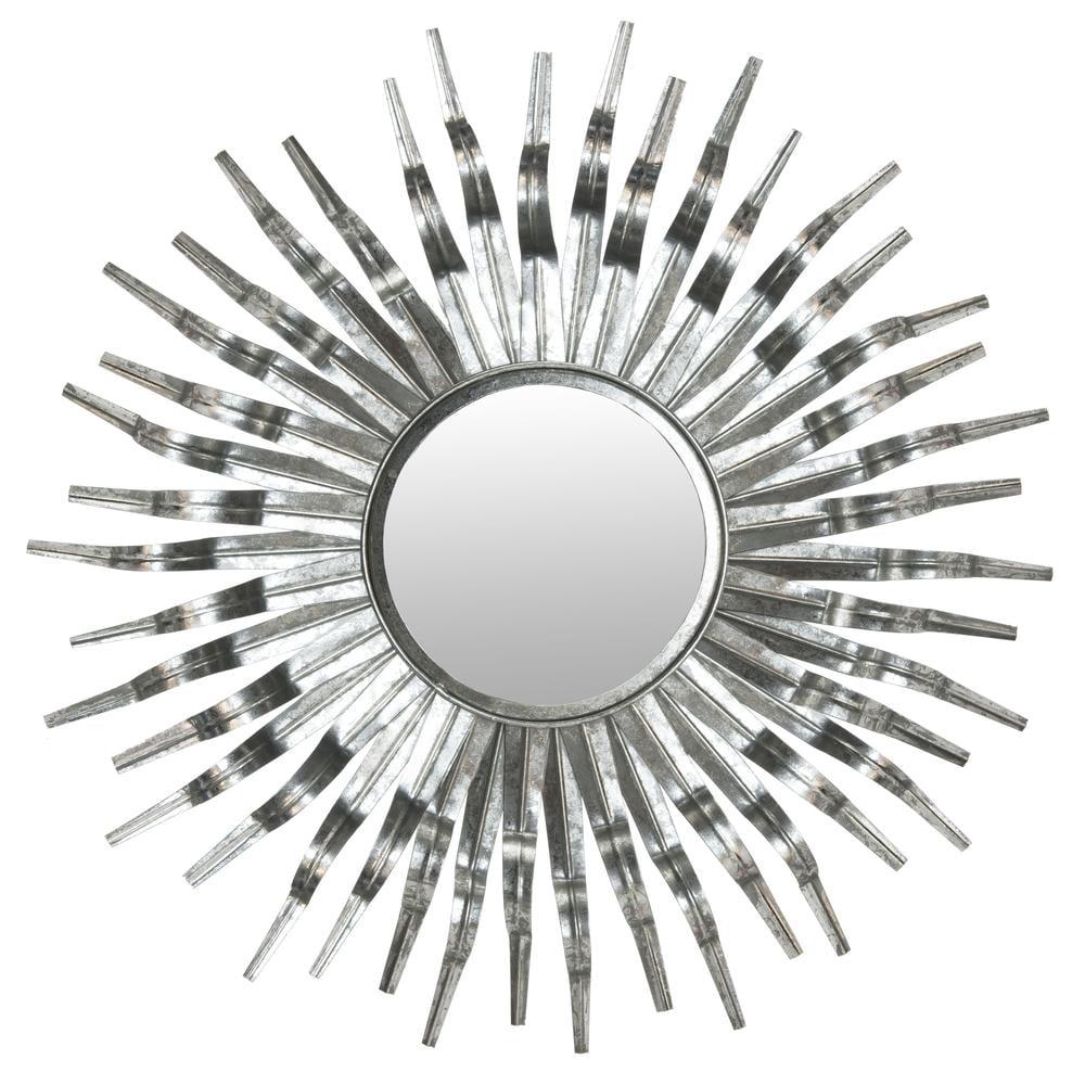 SAFAVIEH Round Metallic Sunburst Wall Mirror, Silver