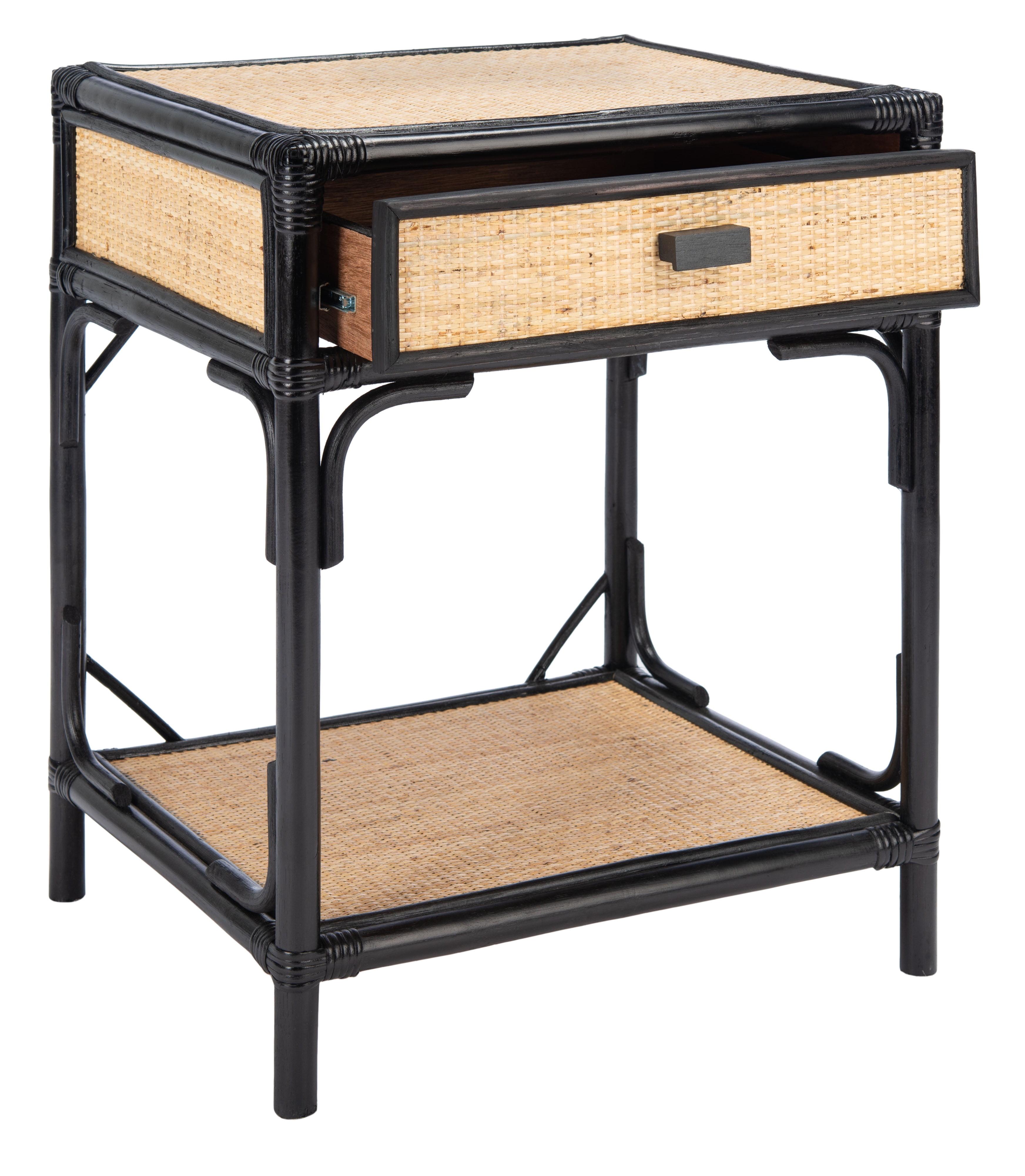 Roya 1 Drawer 1 Shelf Nightstand - NST4005 - Black/Natural - Safavieh