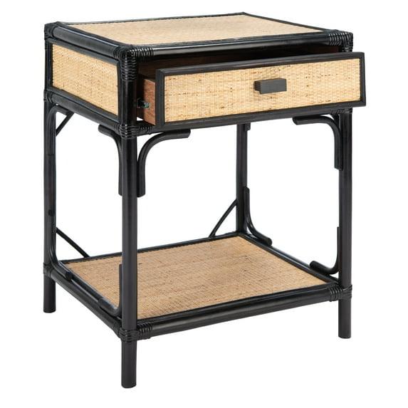 Roya 1 Drawer 1 Shelf Nightstand - NST4005 - Black/Natural - Safavieh