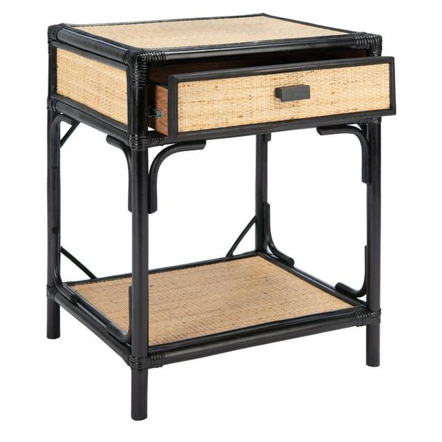 Roya 1 Drawer 1 Shelf Nightstand - NST4005 - Black/Natural - Safavieh