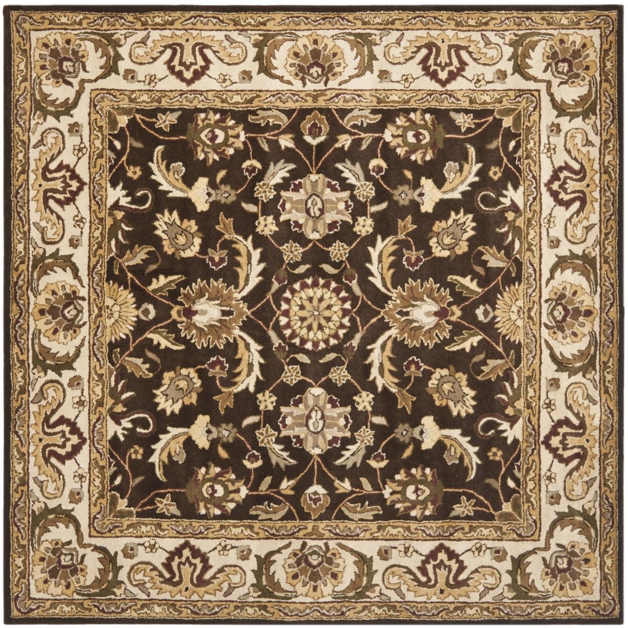 Royalty Chocolate and Beige 7' Square Wool Rug