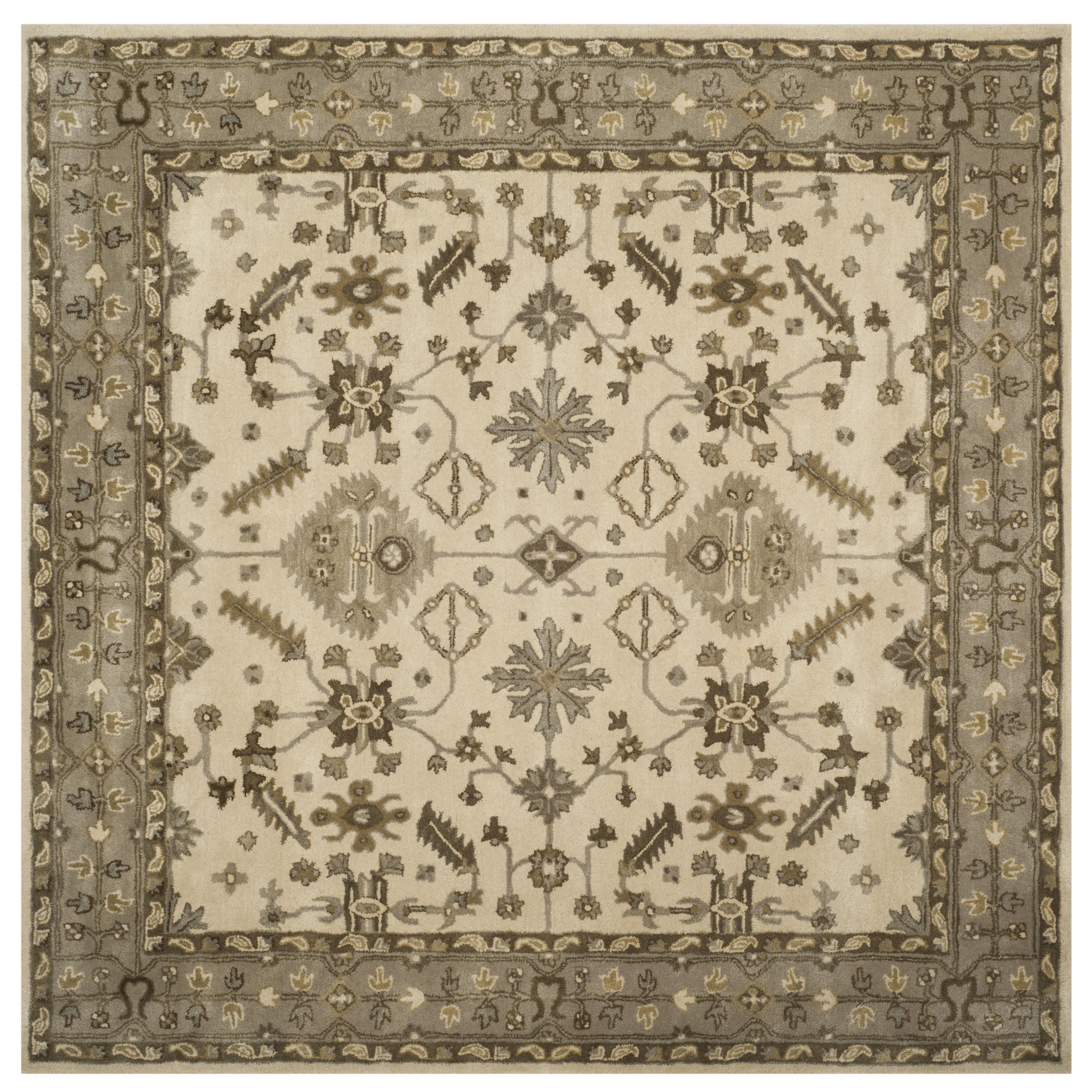 Hand-Tufted Elegance Square Wool Rug in Gray - 7' x 7'