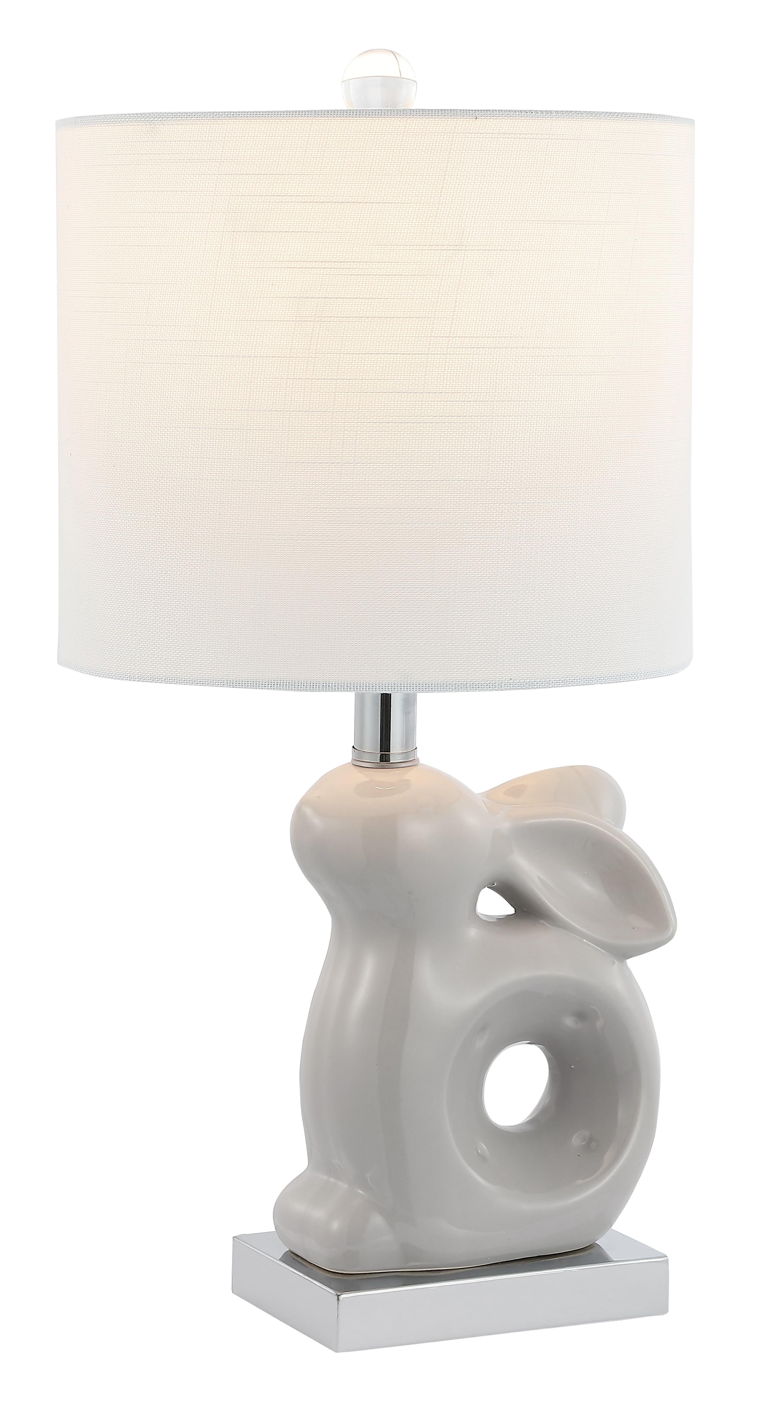 Ruby 19" Grey Ceramic Bunny Table Lamp with Cotton Shade