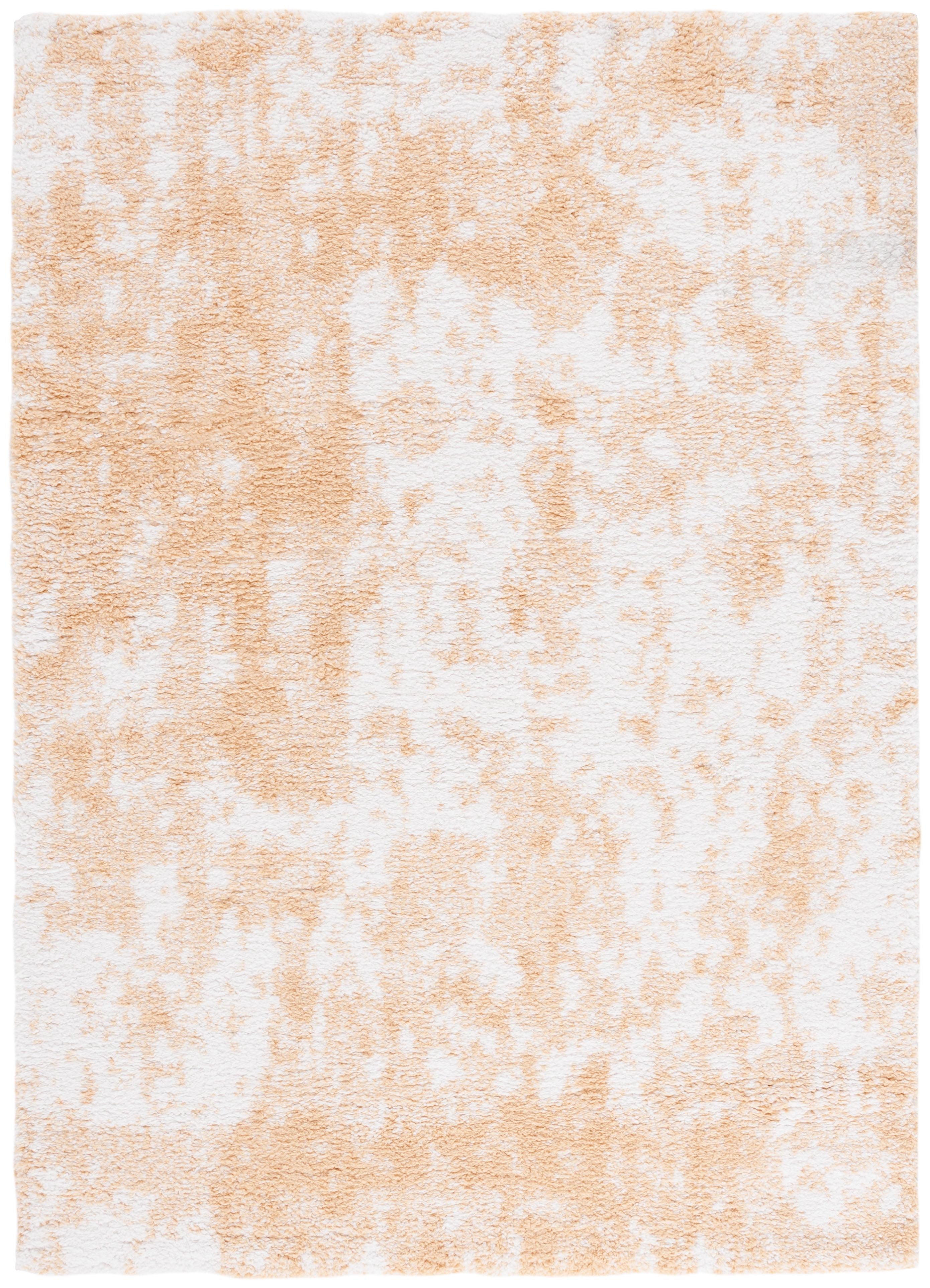 Ivory and Gold 4' x 6' Rectangular Shag Area Rug