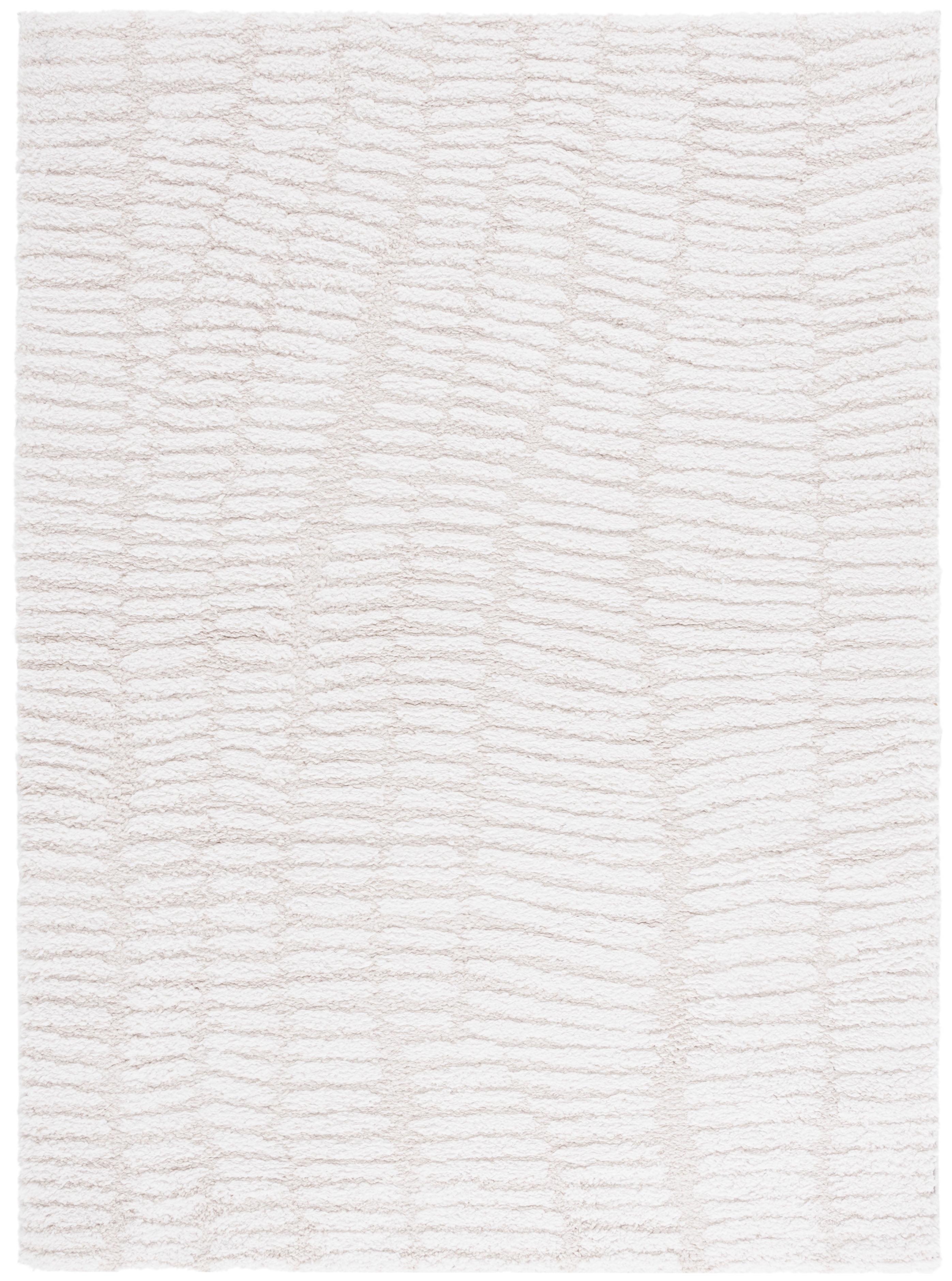 Ivory Abstract Shag 8' x 10' Wool Area Rug