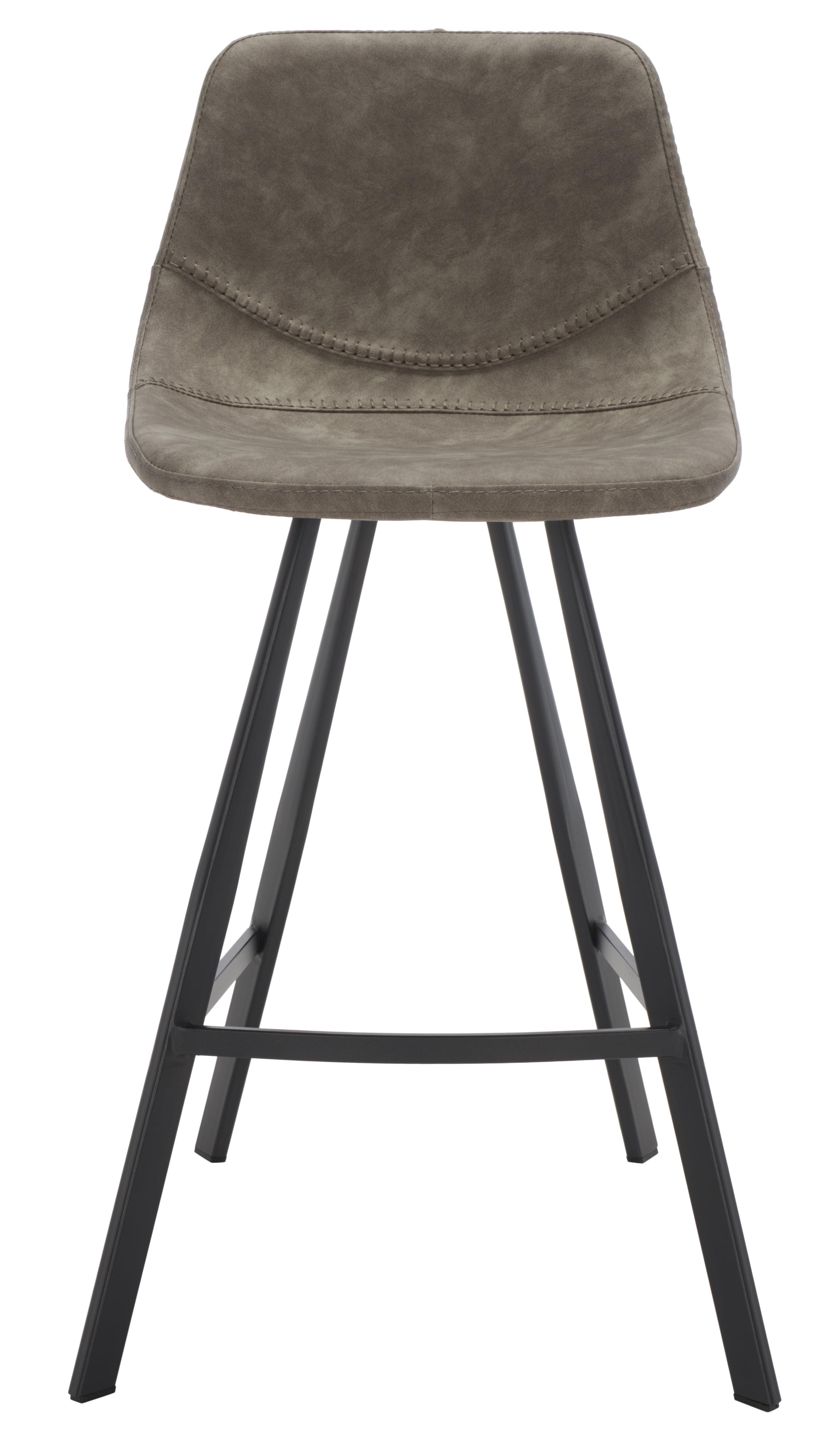 Ryanne Grey Vegan Leather and Black Metal Counter Stool