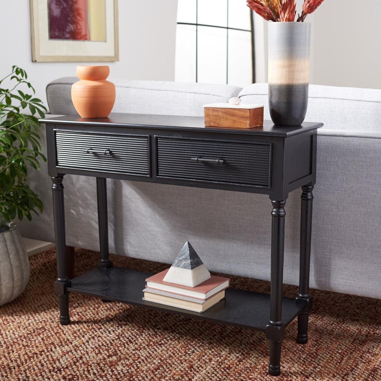 SAFAVIEH Ryder Solid 2 Drawer Console Table, Black