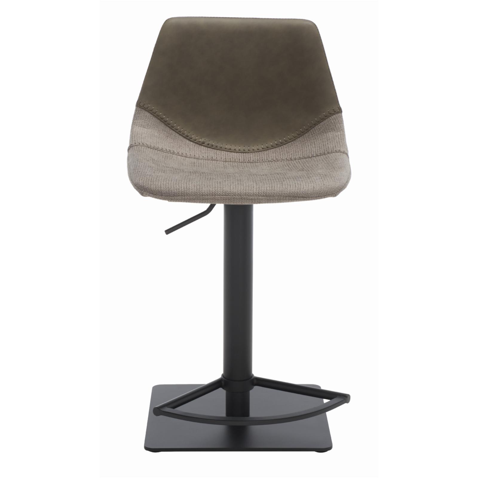 Adjustable Grey and Black Saddle Style Bar Stool