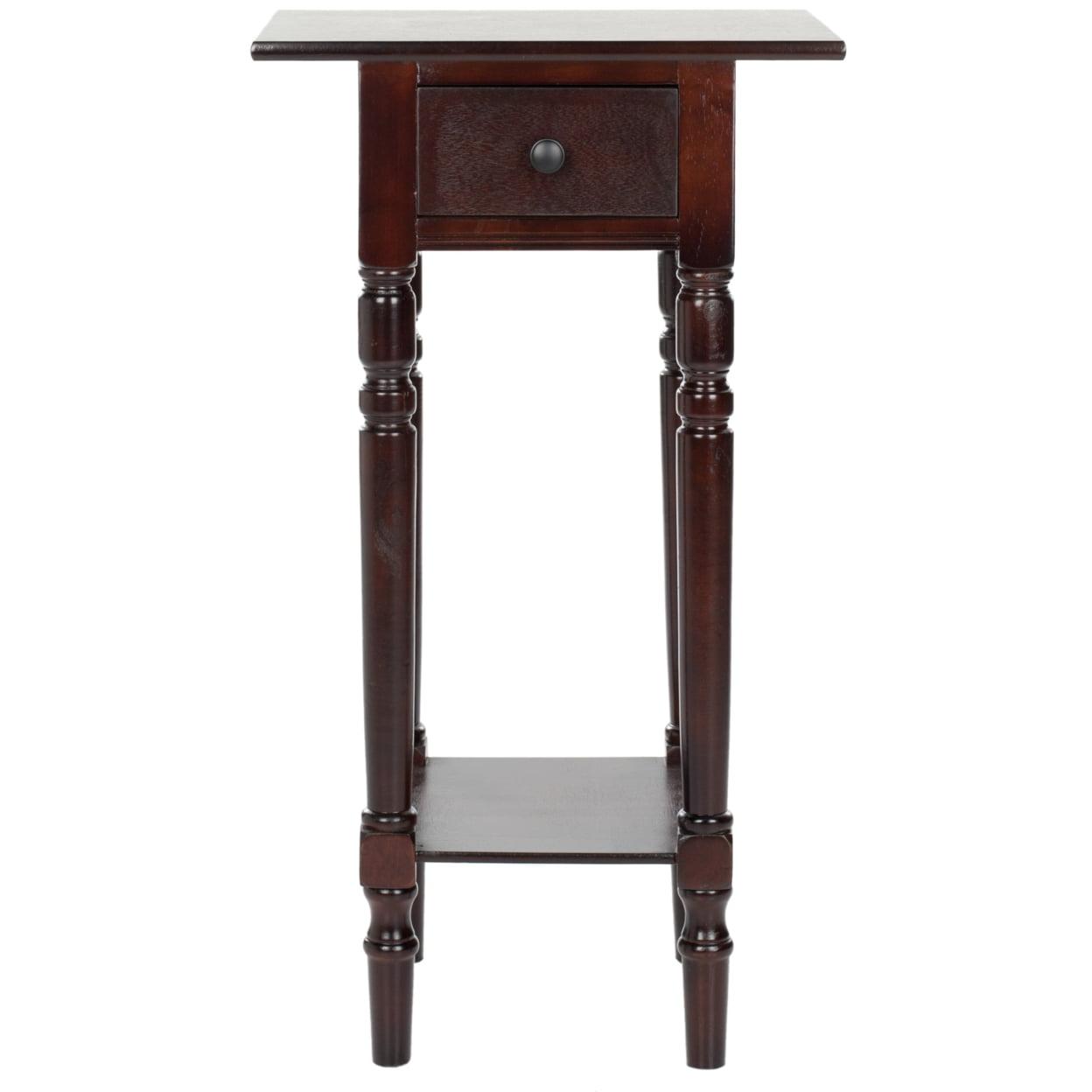 Transitional Dark Cherry Rectangular Side Table with Storage Drawer