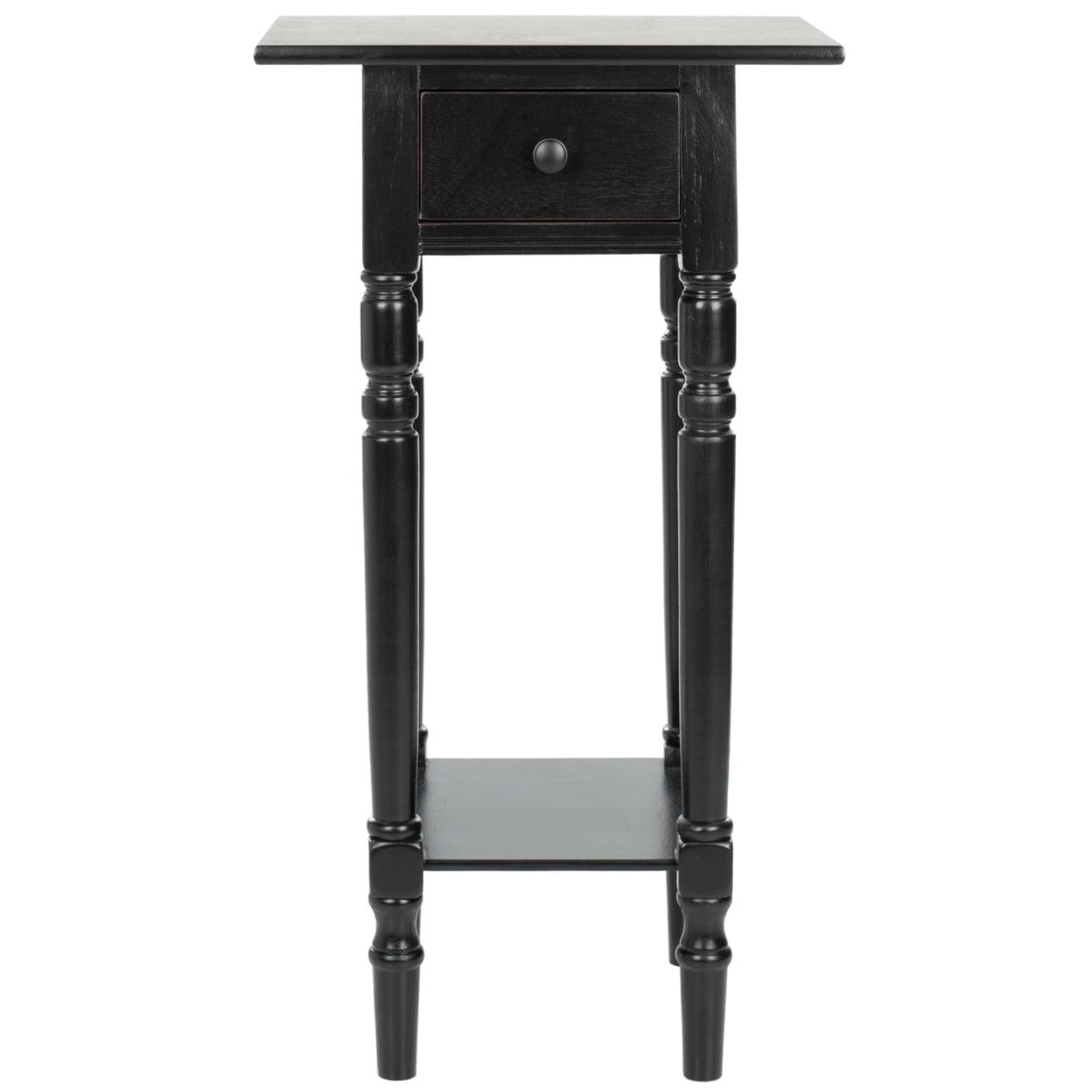 Transitional Gray Pine Wood Rectangular End Table with Storage