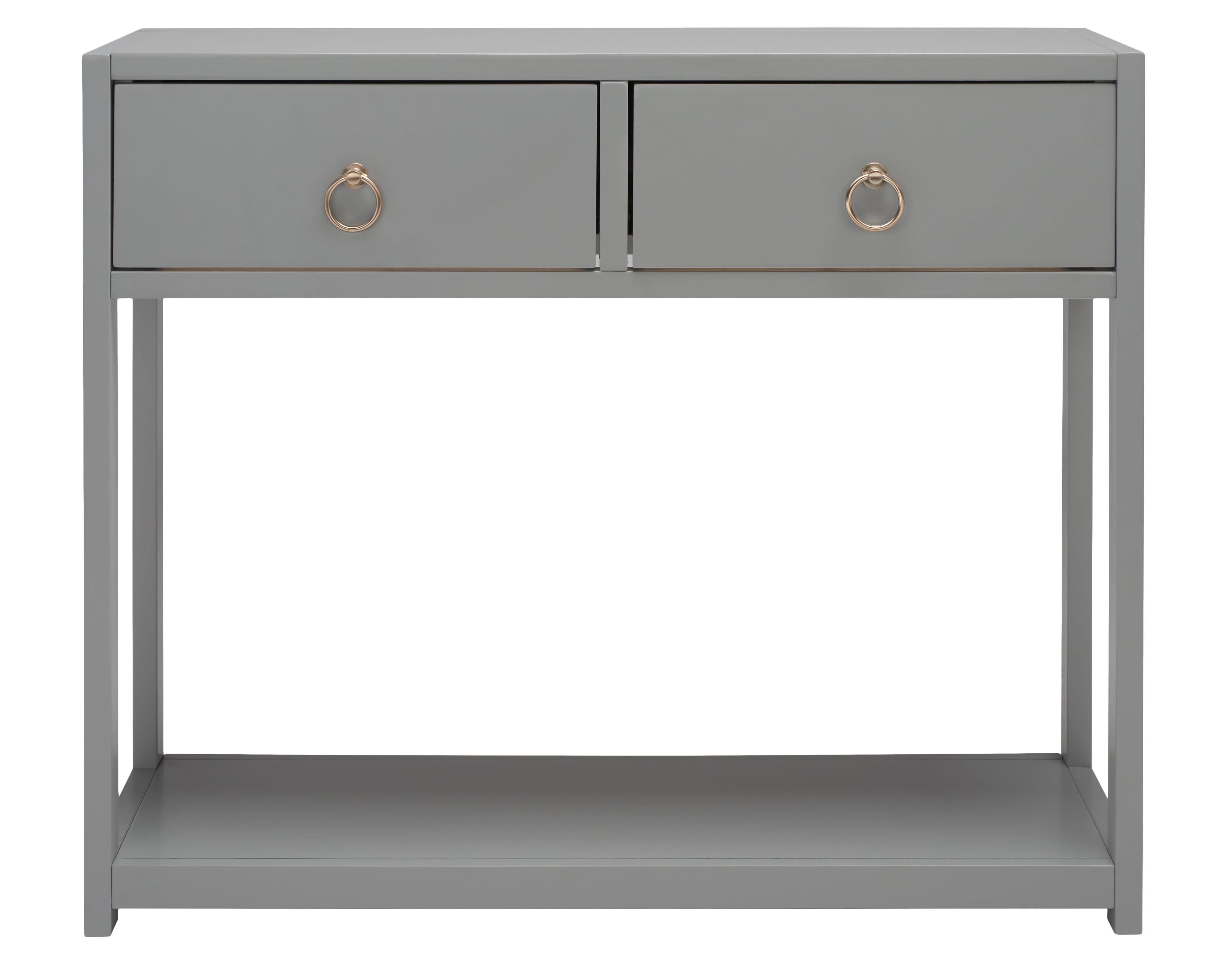 Amish Gray Matte Finish Console Table with Dual Storage Drawers