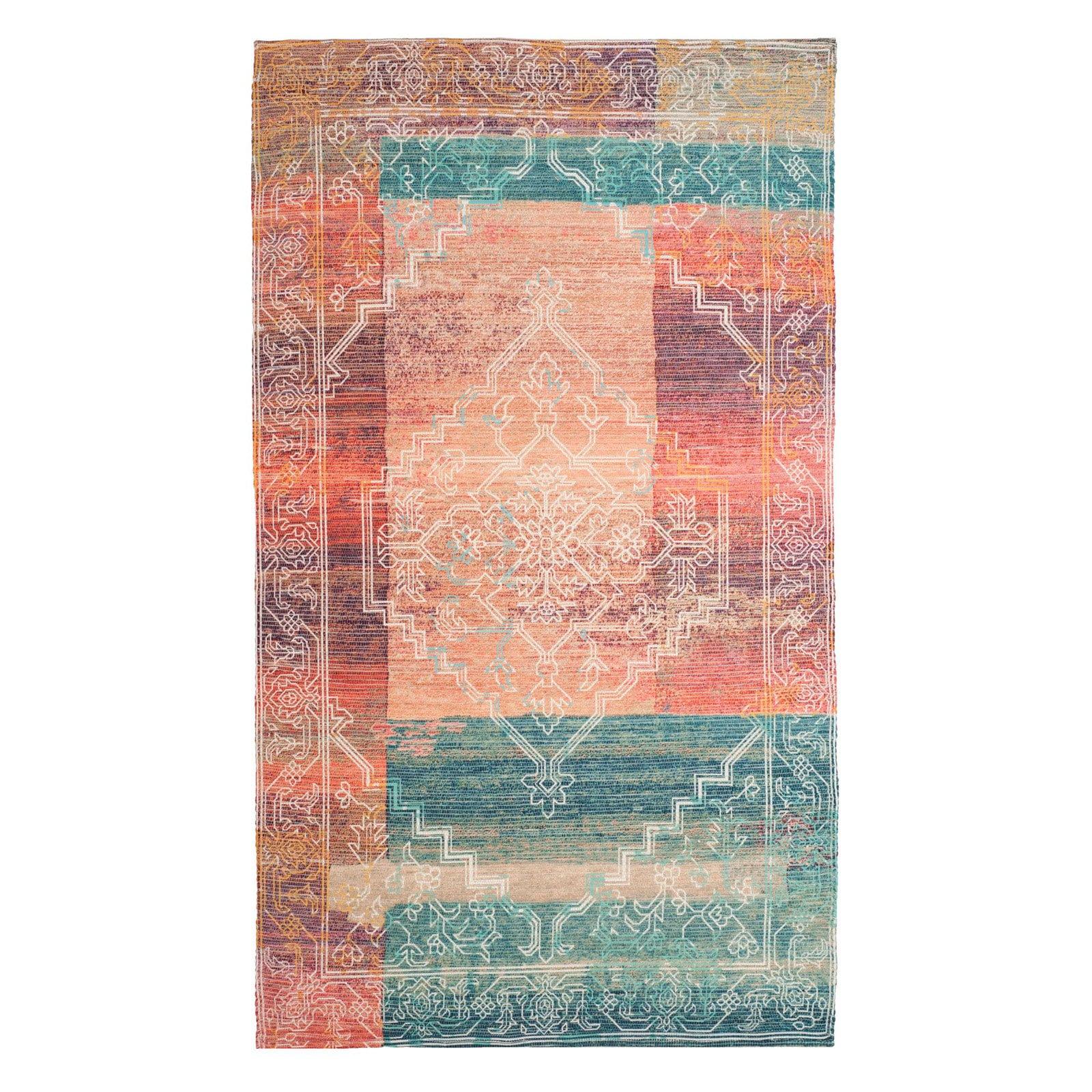 Saffron SFN592 Hand Loomed Indoor Accent Rug - Coral/Aqua - 3'x5' - Safavieh