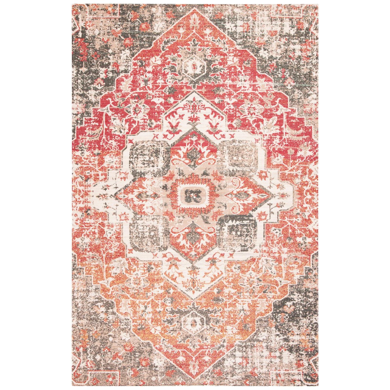 Handmade Cotton Chic Boho Red & Beige 4' x 6' Area Rug