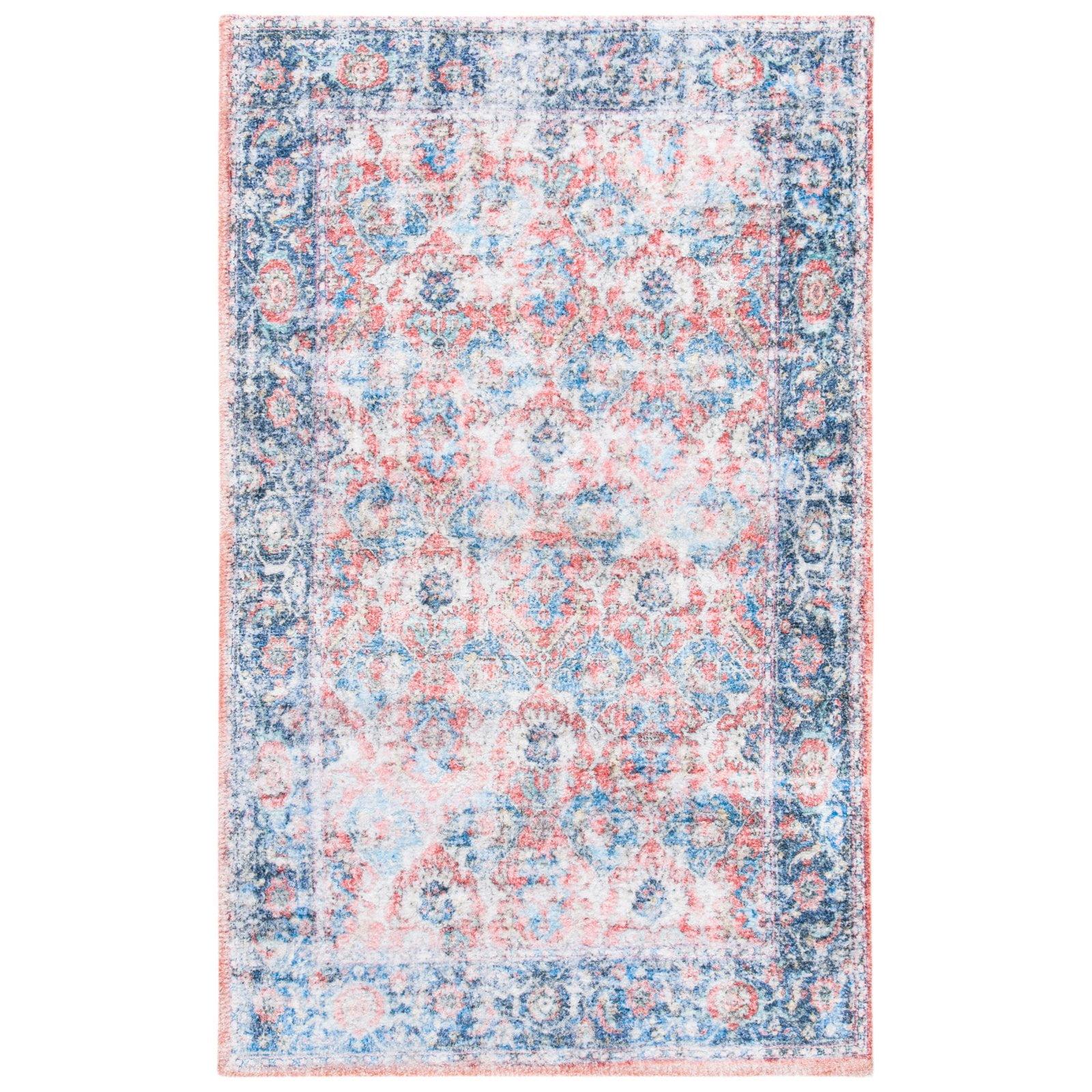 Saffron 3' x 5' Blue and Rust Handmade Wool Cotton Rug