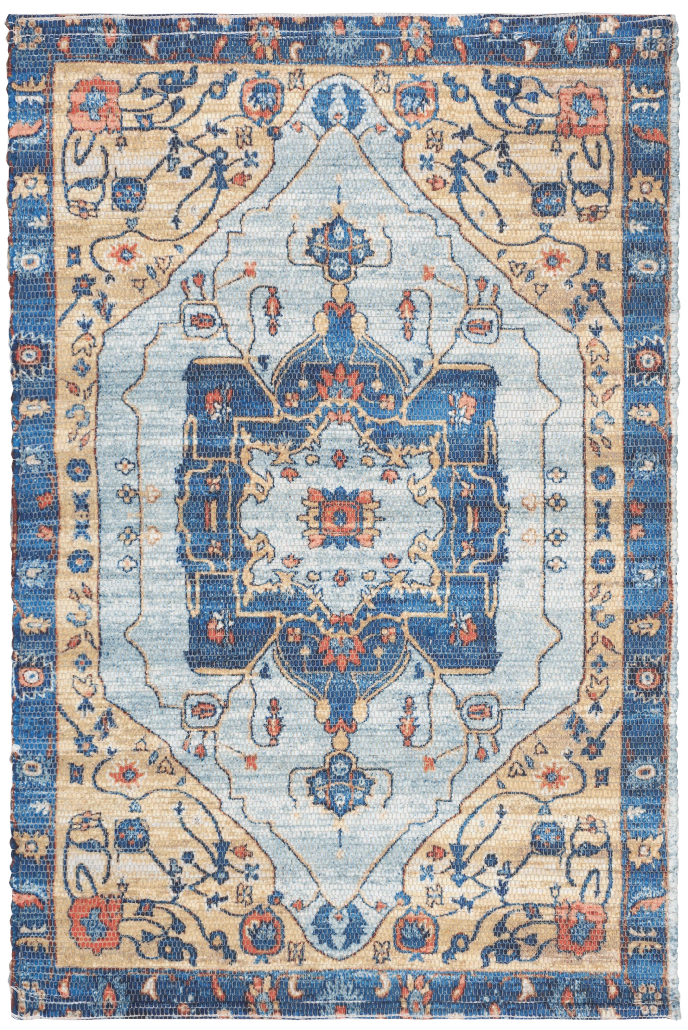 Safavieh Saffron Blue and Beige Wool Area Rug